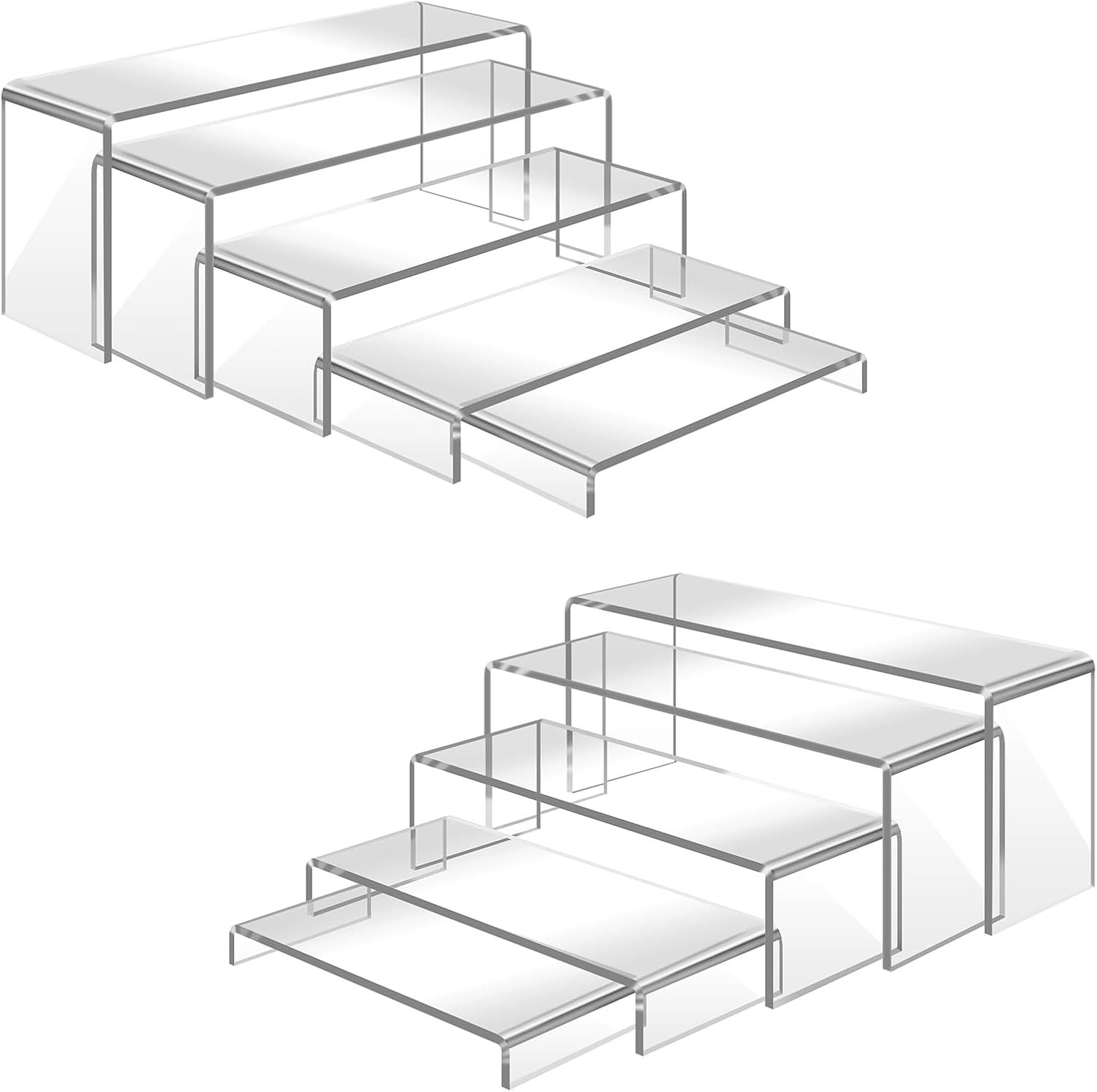 oem odm 10 pcs large acrylic display risers, 2 sets clear risers display stands, 0.19