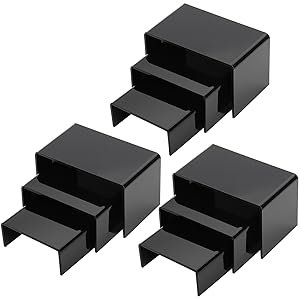 oem odm hedume set of 9 black acrylic display risers, jewelry display riser, product display stand for figures, buffets, dessert, cupcakes, candy, jewelry and collectibles factory & wholesale supplier
