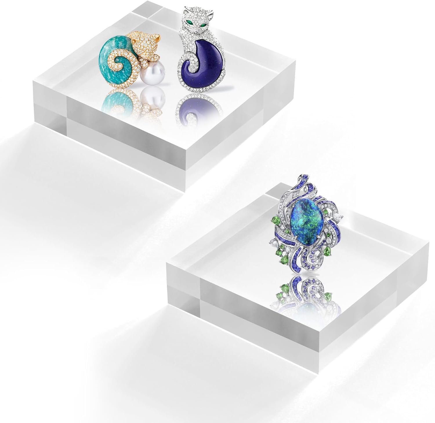 oem odm acrylic base stand 2 pieces acrylic blocks for display 4 x 4 x 1 inch clear polished block square cube riser display pedestal stands for jewelry perfume ring collection props cake factory & wholesale supplier