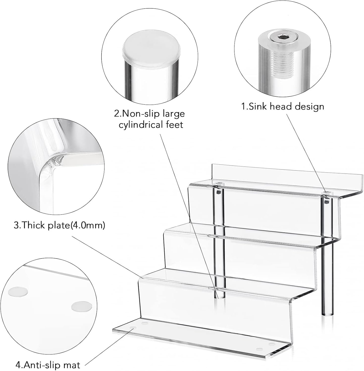 wholesale 12 inch acrylic shelf, 4 tier perfume and cologne organizer, funko pop shelves tiered riser display stand, acrylic display for decoration factory & supplier oem odm