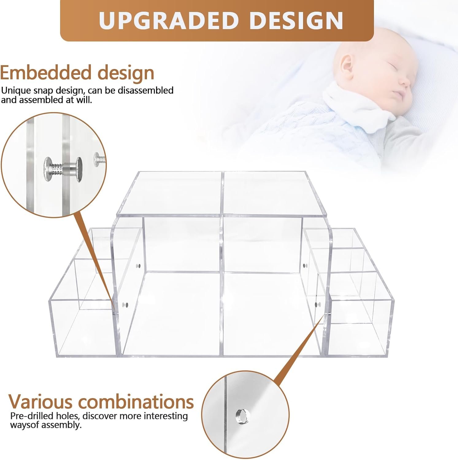 oem odm diaper caddy, baby changing table organizer, detachable clear acrylic diaper storage for wipe dispenser, wipe warmer and other diapering essentials factory & wholesale supplier