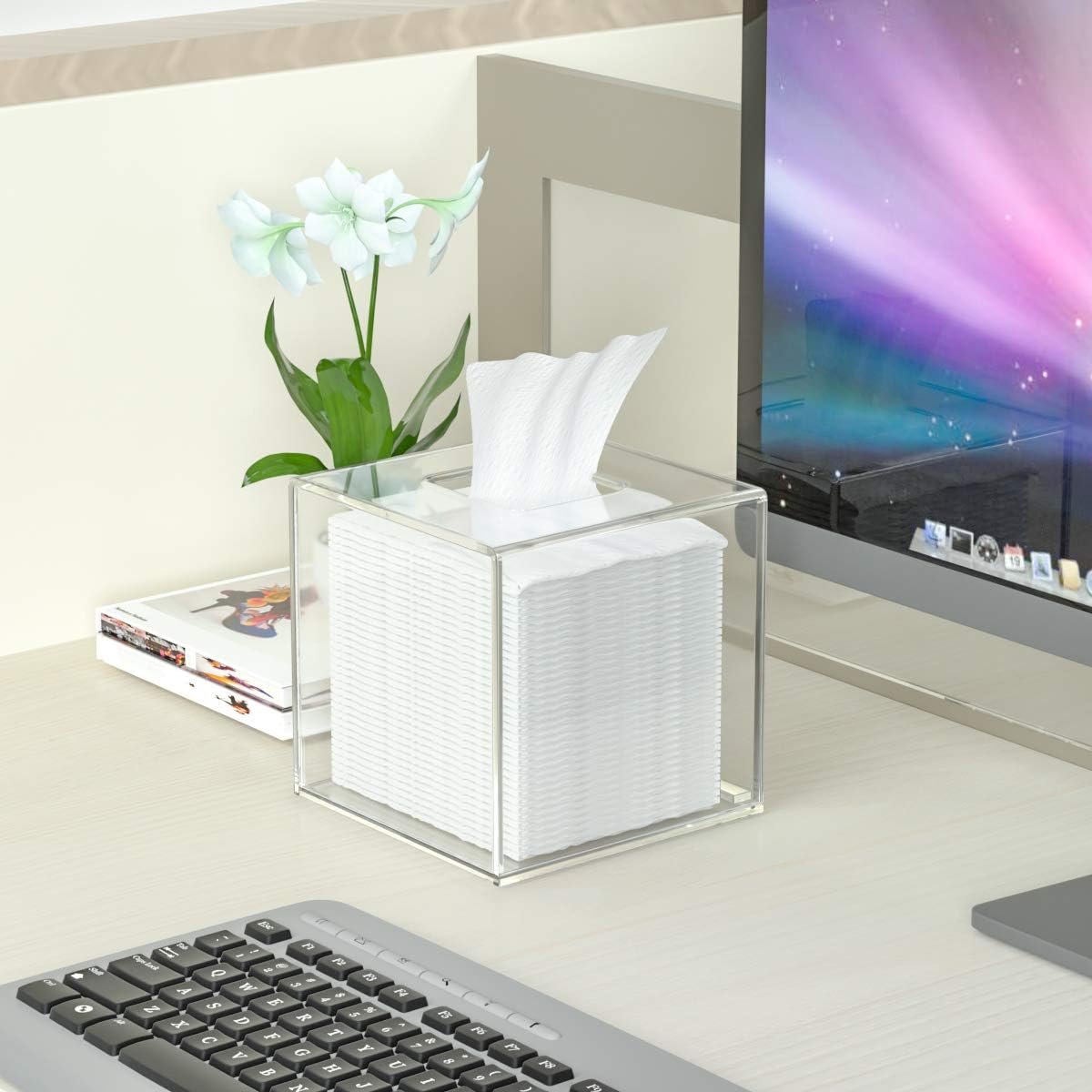 oem odm hiimiei acrylic tissue box cover 5.4x5.4x5.4'' clear tissue holder napkin dispenser for home office restaurant-clear factory & wholesale supplier
