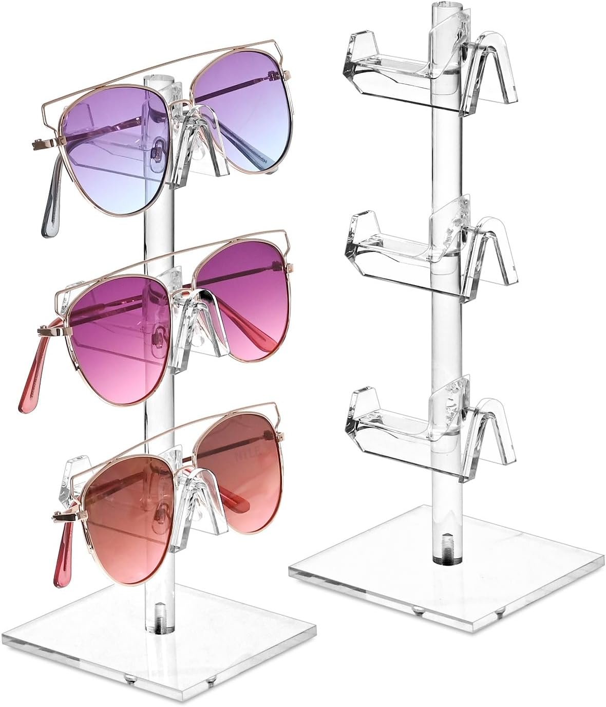 oem odm mooca 2 piece acrylic eyeglasses frame riser, 3 frames for each holder factory & wholesale supplier