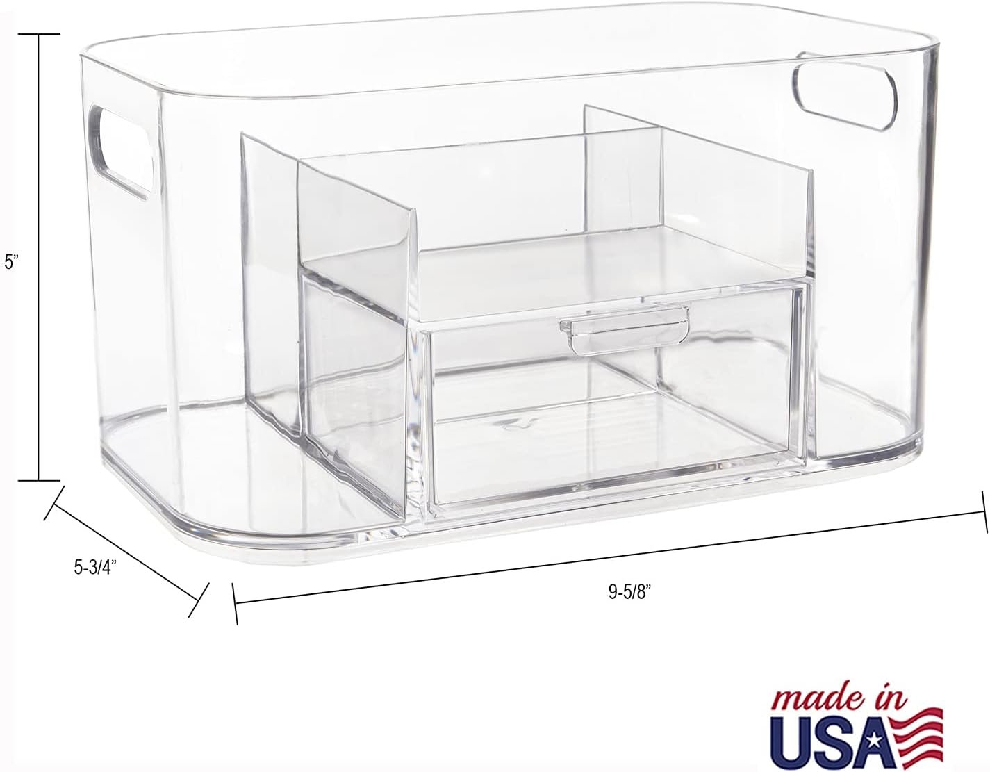 oem odm stori bliss clear makeup organizer for countertop, divided bathroom organizer & storage drawer, makeup brush holder, cosmetic & nail polish organizer, made in usa factory & wholesale supplier