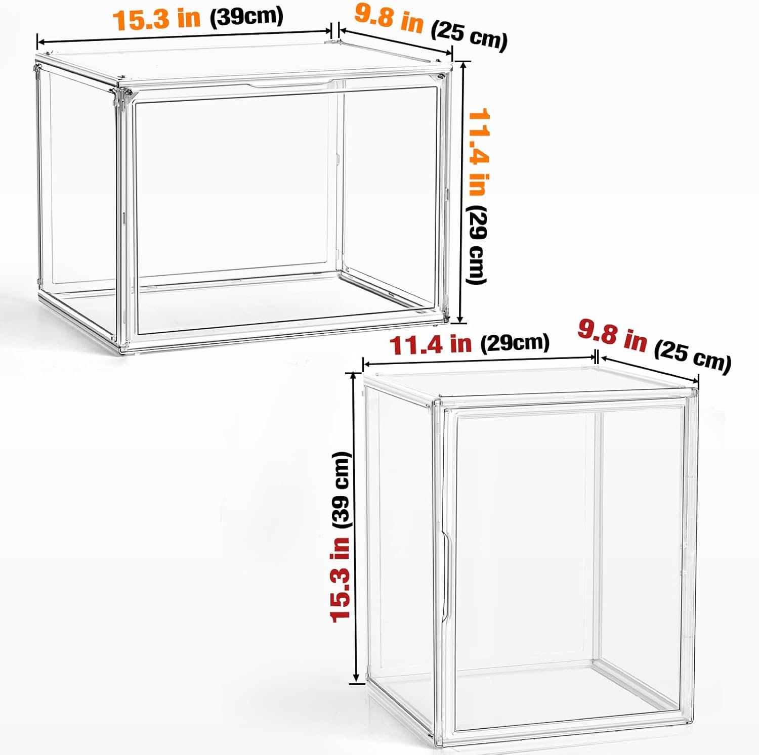 oem odm xx-large acrylic box, extra large boots shoe display case, clear sneaker storage stackable purse handbag organizer shoe boxes with magnetic door factory & wholesale supplier