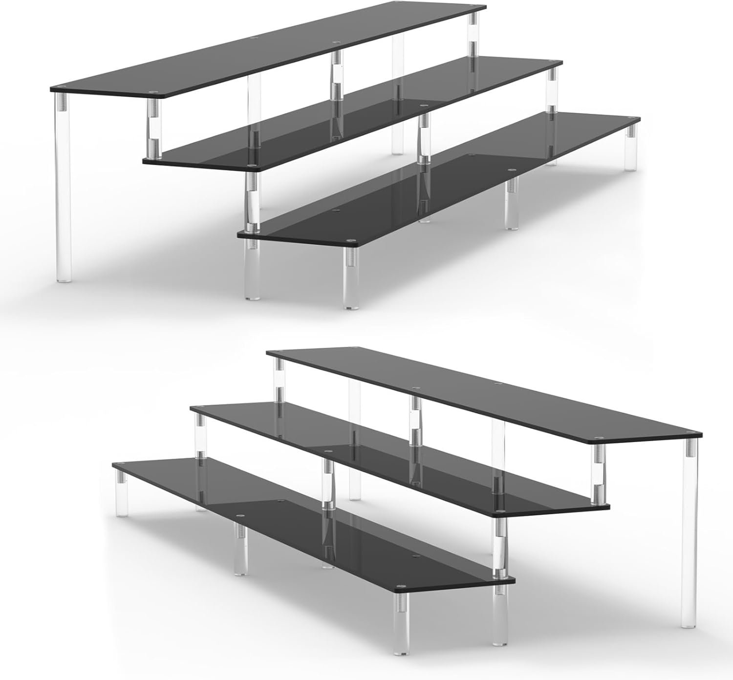 wholesale azeam 2 packs 15 3/4 inch acrylic riser display stand shelf clear 3 tier display shelves compatible with figures cupcake stand food dessert holder factory & supplier oem odm