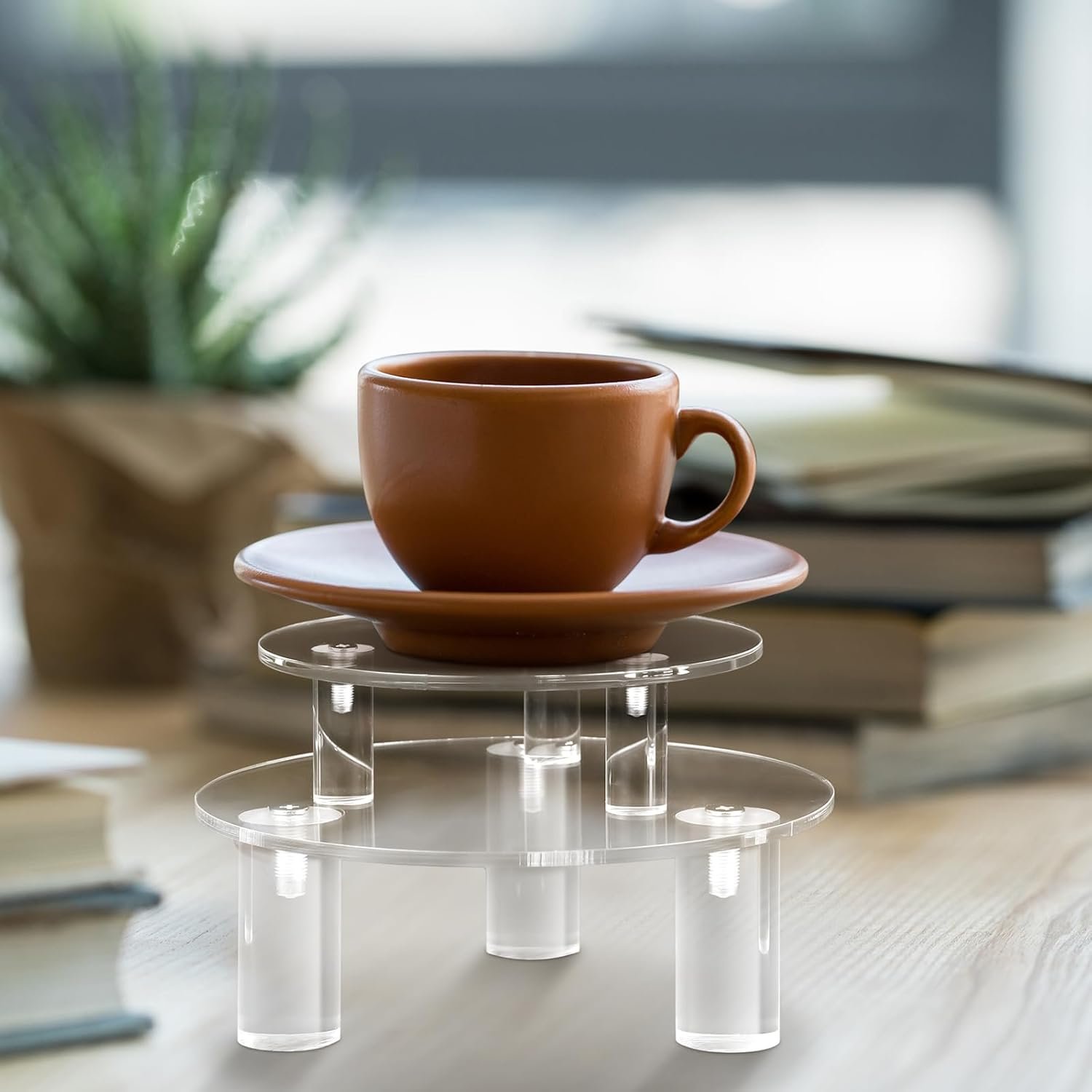 oem odm 3 pcs round acrylic display riser clear round stands clear pedestal riser board for home decor and organizer(5'',6'',8'') factory & wholesale supplier