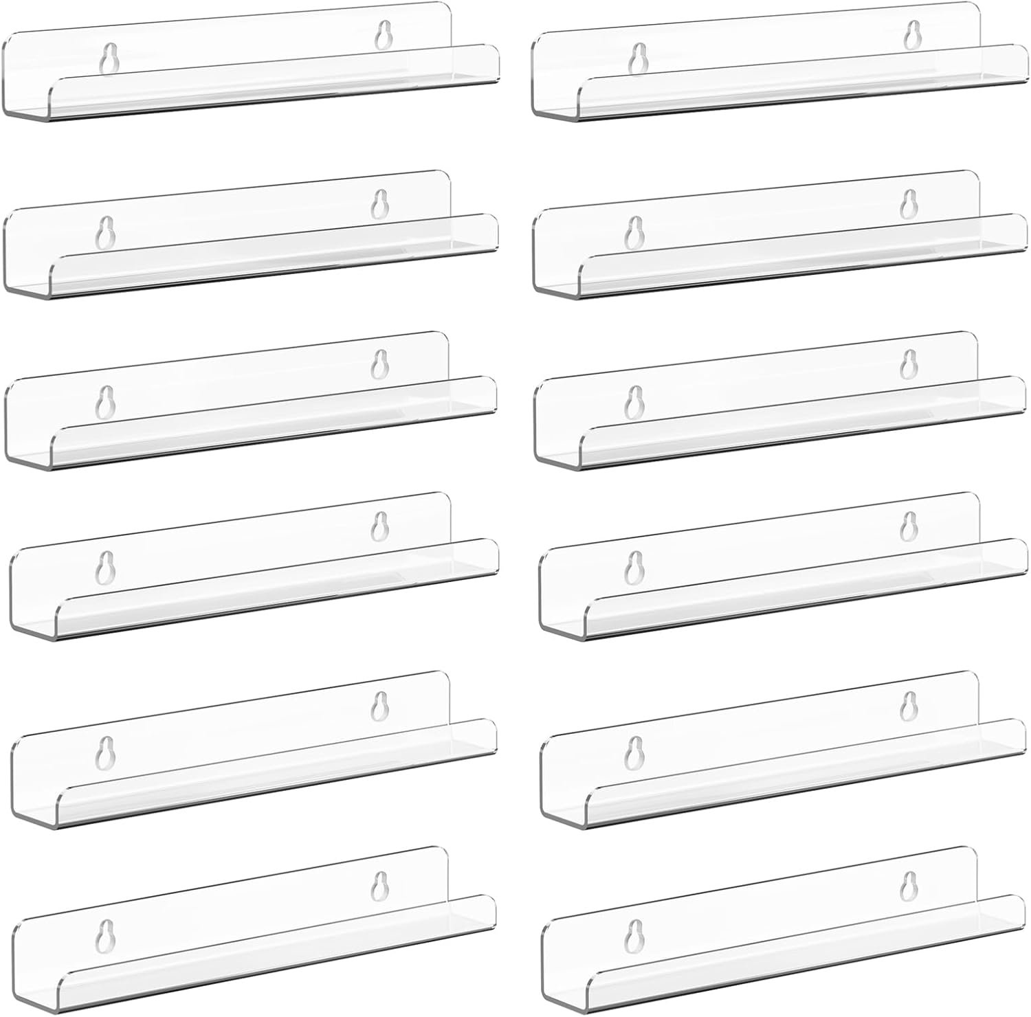 wholesale vinyl record shelf wall mount, 12 pack 12 inch clear acrylic album record holder display, kids bookshelf, floating wall shelves for bathroom, bedroom, living room, kitchen factory & supplier oem odm
