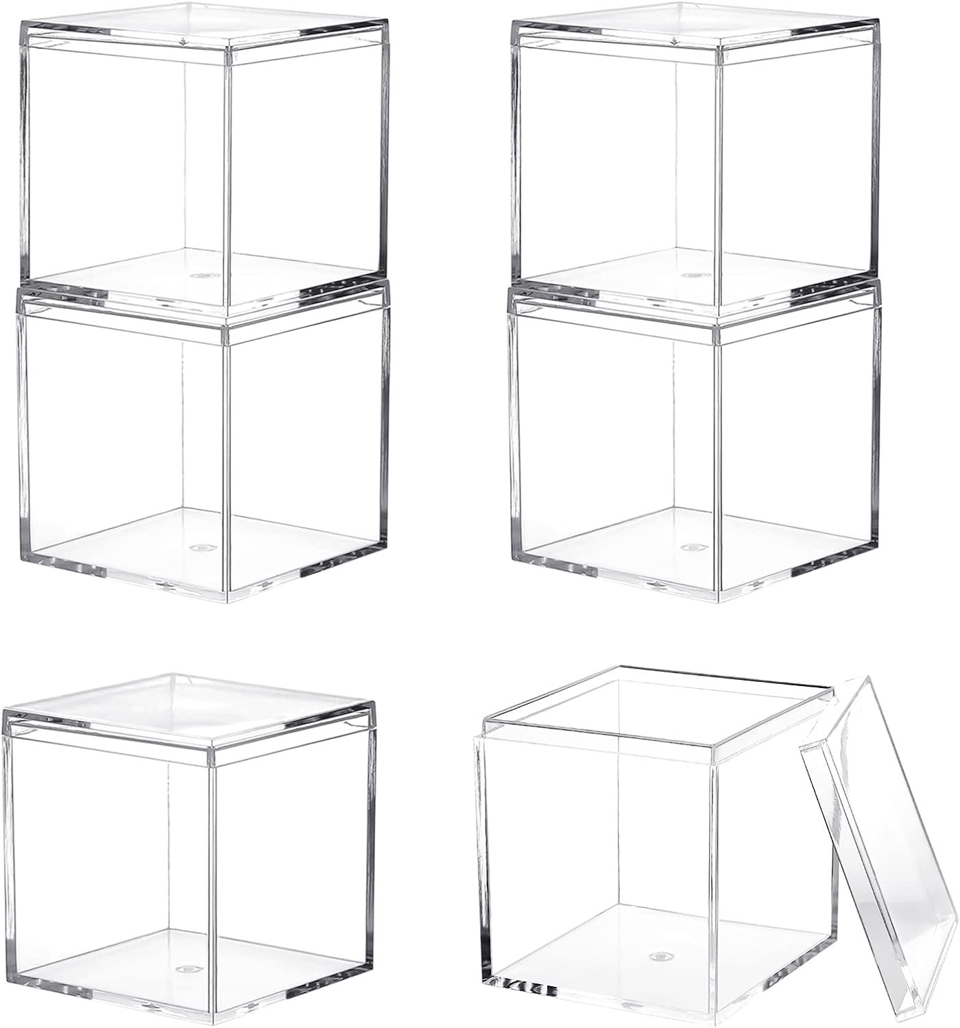 oem odm acrylic box with lid, 4 pack clear acrylic box with lid plastic square cube containers boxesstorage box 1.77x1.77x1.77inch/45x45x45mm for candy pill and tiny jewelry factory & wholesale supplier