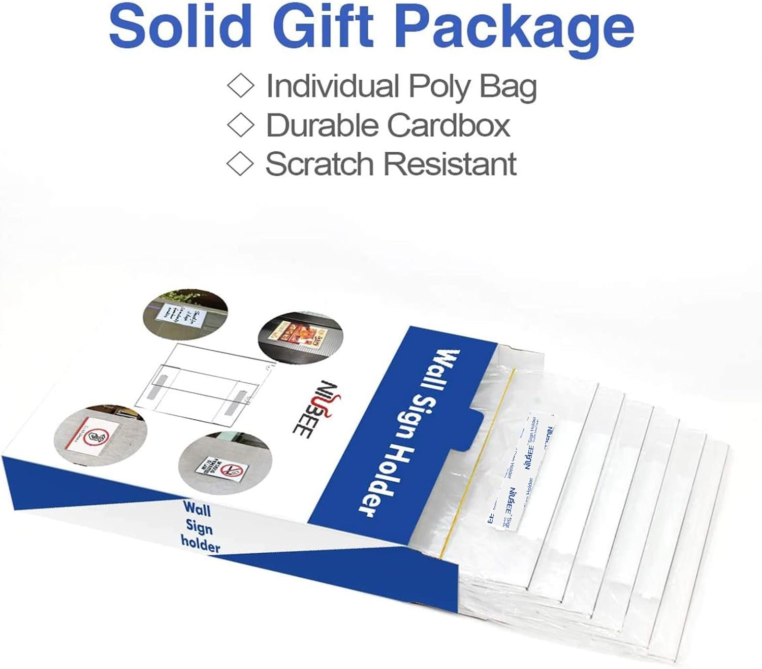 wholesale niubee 8.5x11 clear acrylic plexi sign holders with double sided adhesive tape, wall sign memo document menu holder for office, home, store, restaurant-no drilling (6 pack) factory & supplier oem odm