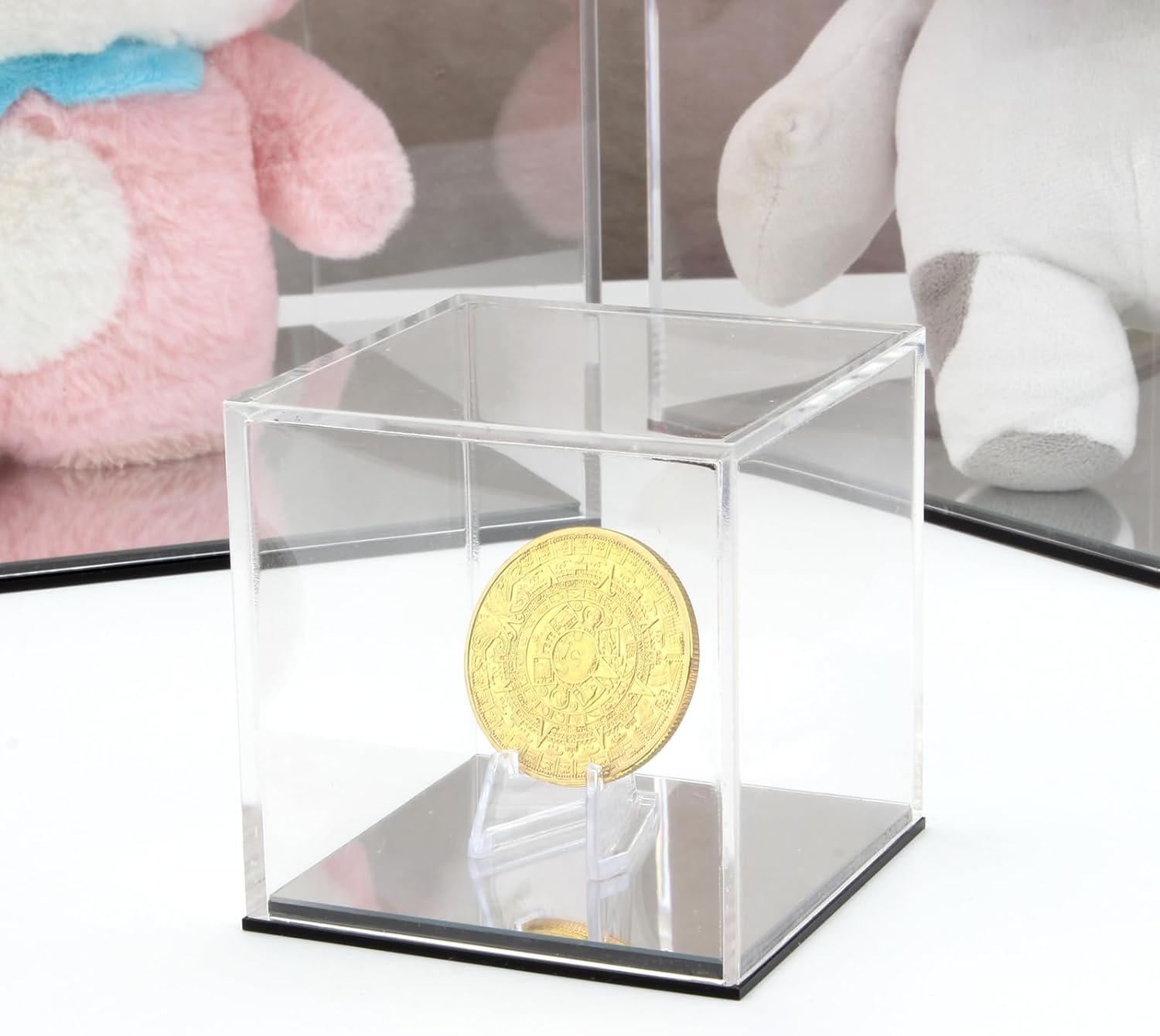 oem odm mirror acrylic box for collectibles display, countertop acrylic cube organizer stand storage boxes, small clear display box protection showcase for fossil coral crystals minerals, 3.1inch factory & wholesale supplier