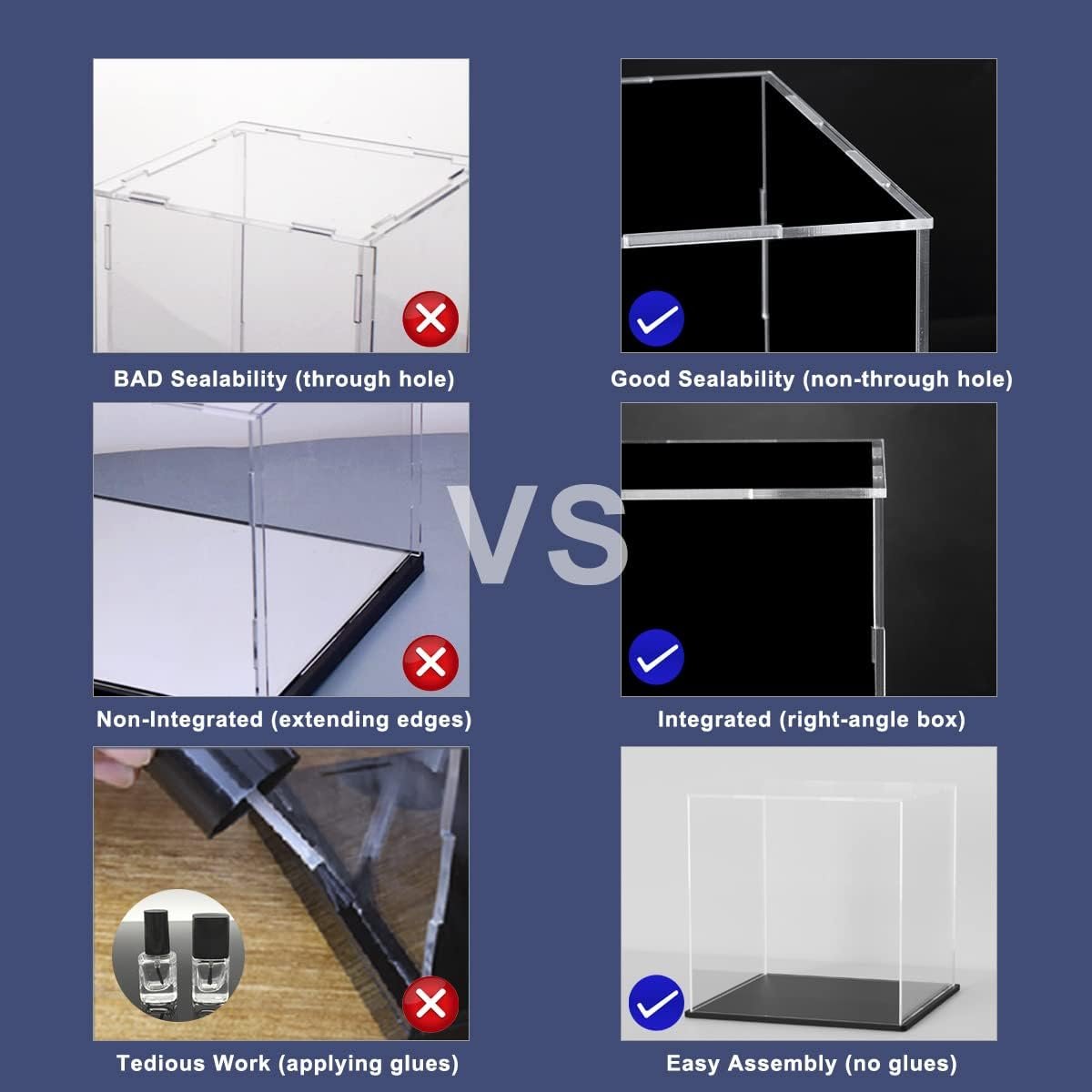 oem odm svenjbb acrylic display case, 7x7x7 inch acrylic boxes for display, clear display cases with matte black base and lid for collectibles factory & wholesale supplier