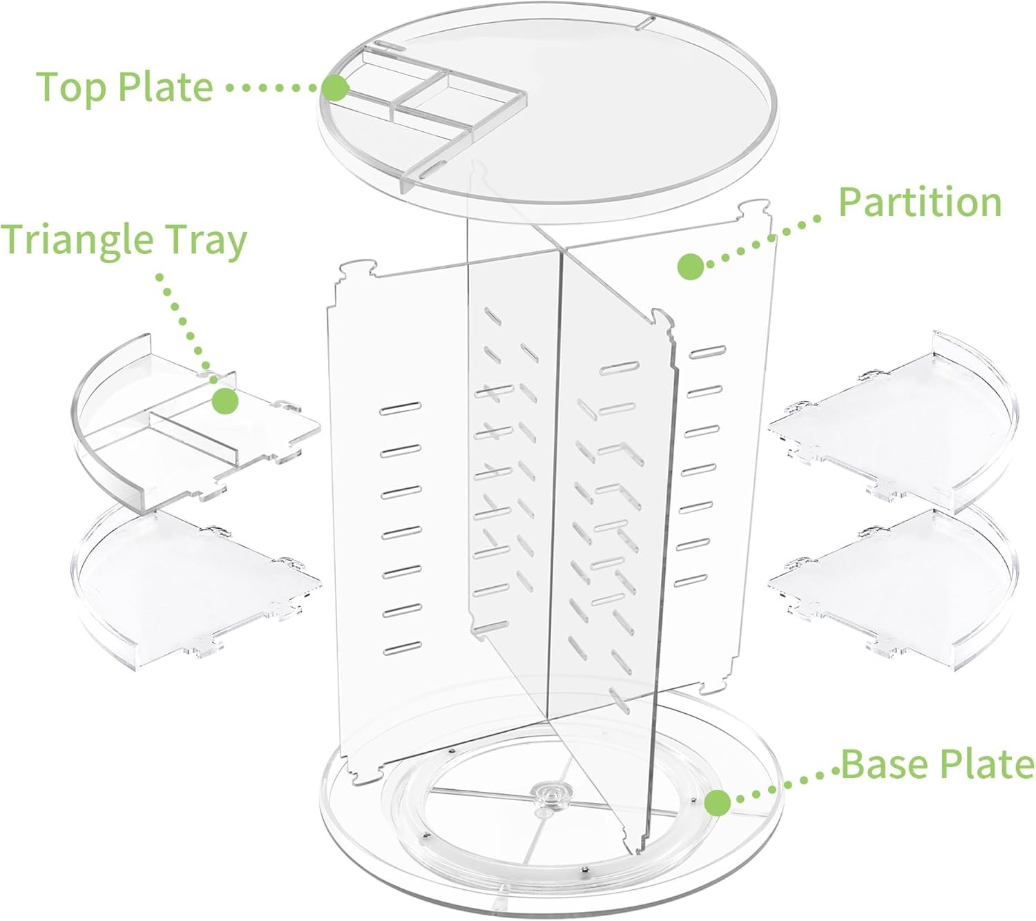 oem odm coyaho 360 rotating makeup organizer, spinning countertop, cosmetic holder shelf, make up organizers and storage for bedroom, transparent factory & wholesale supplier