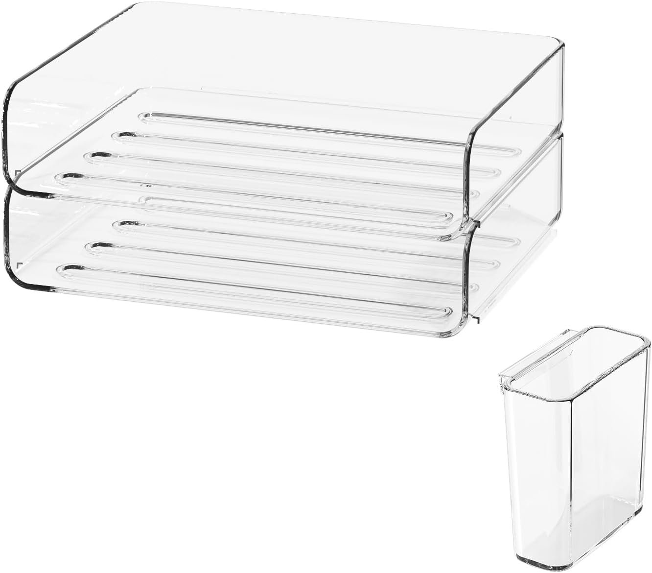 oem odm 2-tier office organizer with pen holder, stackable paper tray for files, letters, books, clear paper folder factory & wholesale supplier
