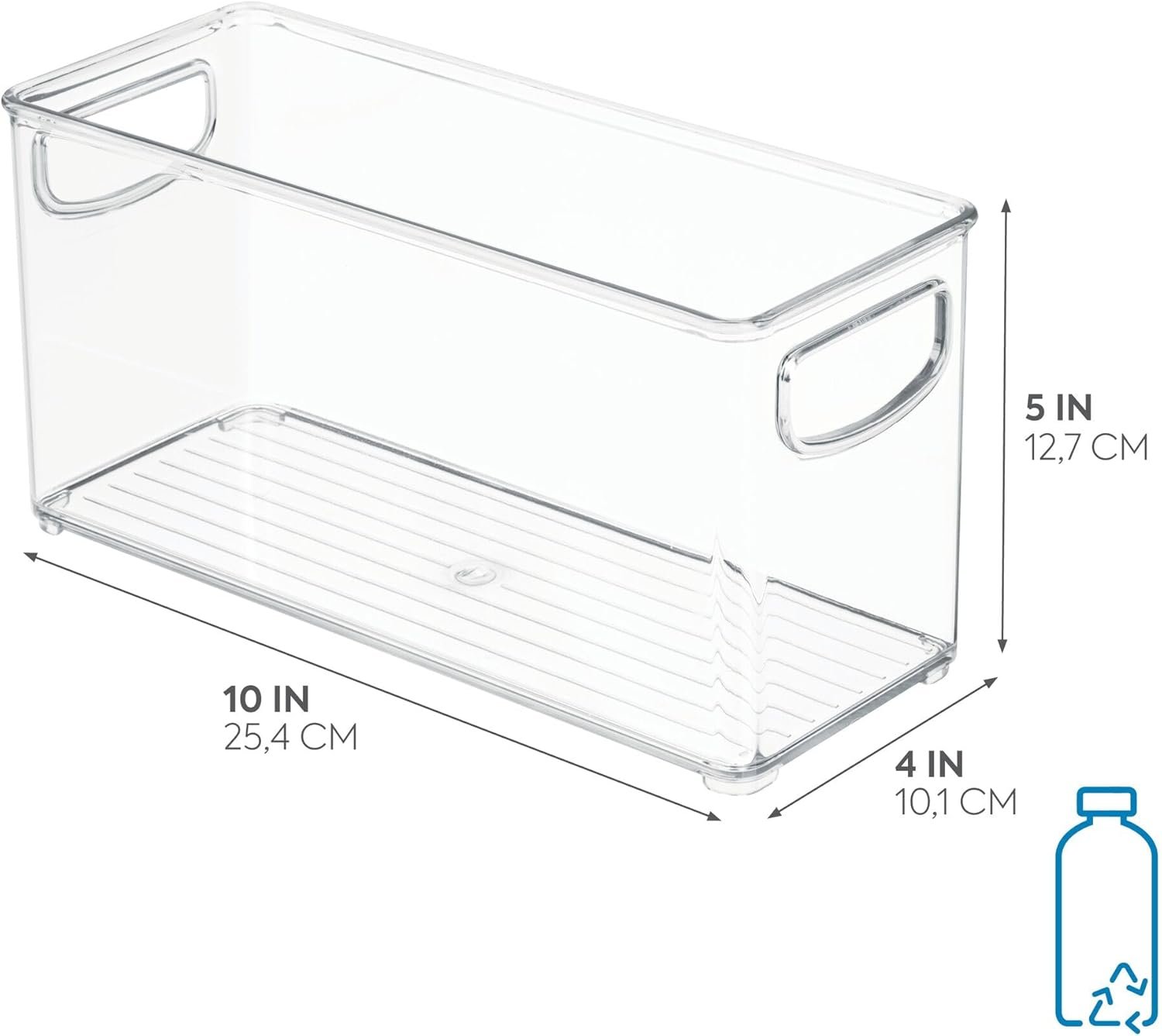 oem odm idesign stackable pantry bin with handles for kitchen, fridge, or freezer, clear, made in usa factory & wholesale supplier