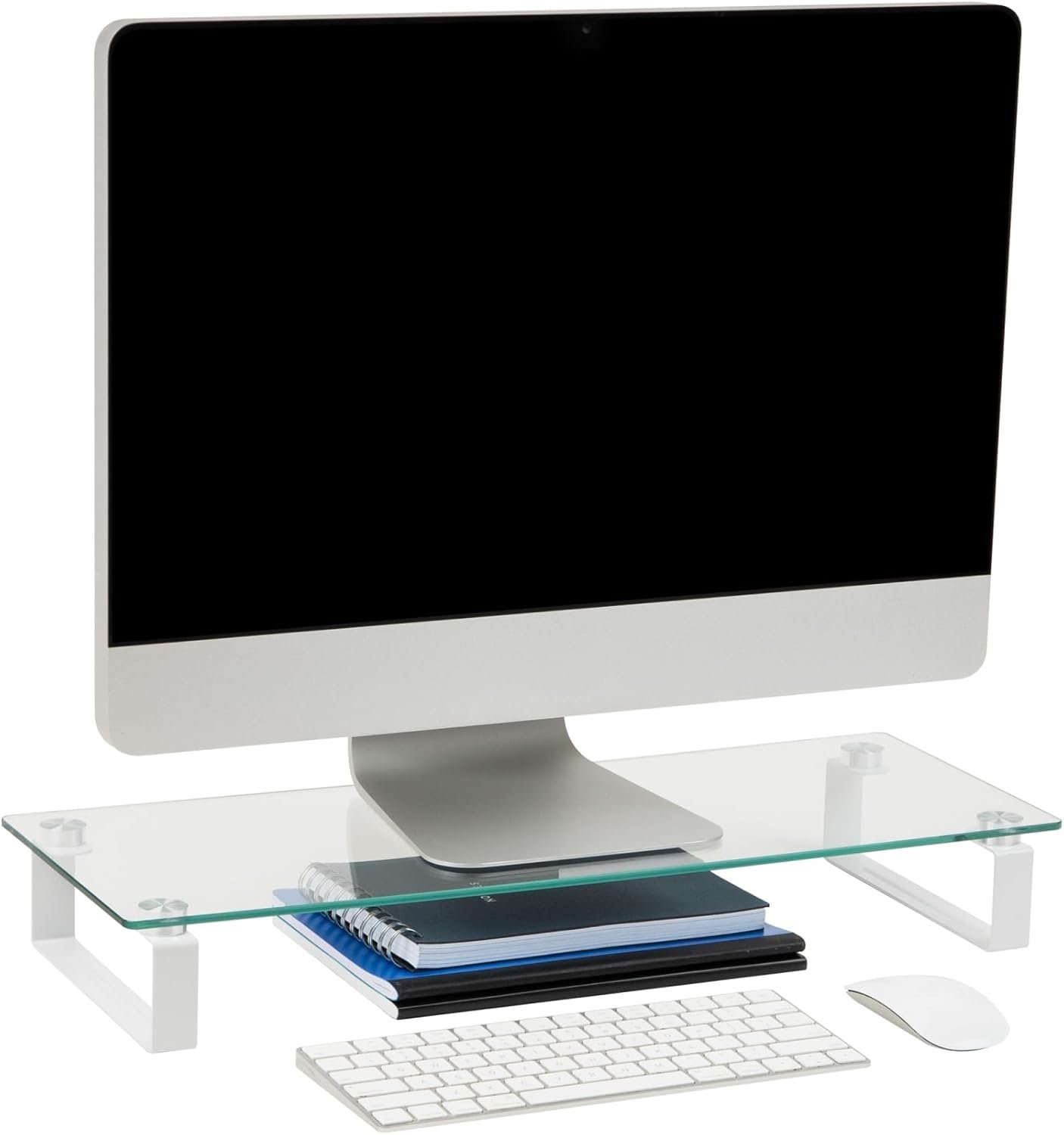 oem odm mind reader monitor stand, contemporary, desktop organizer, laptop riser, office, glass, 22