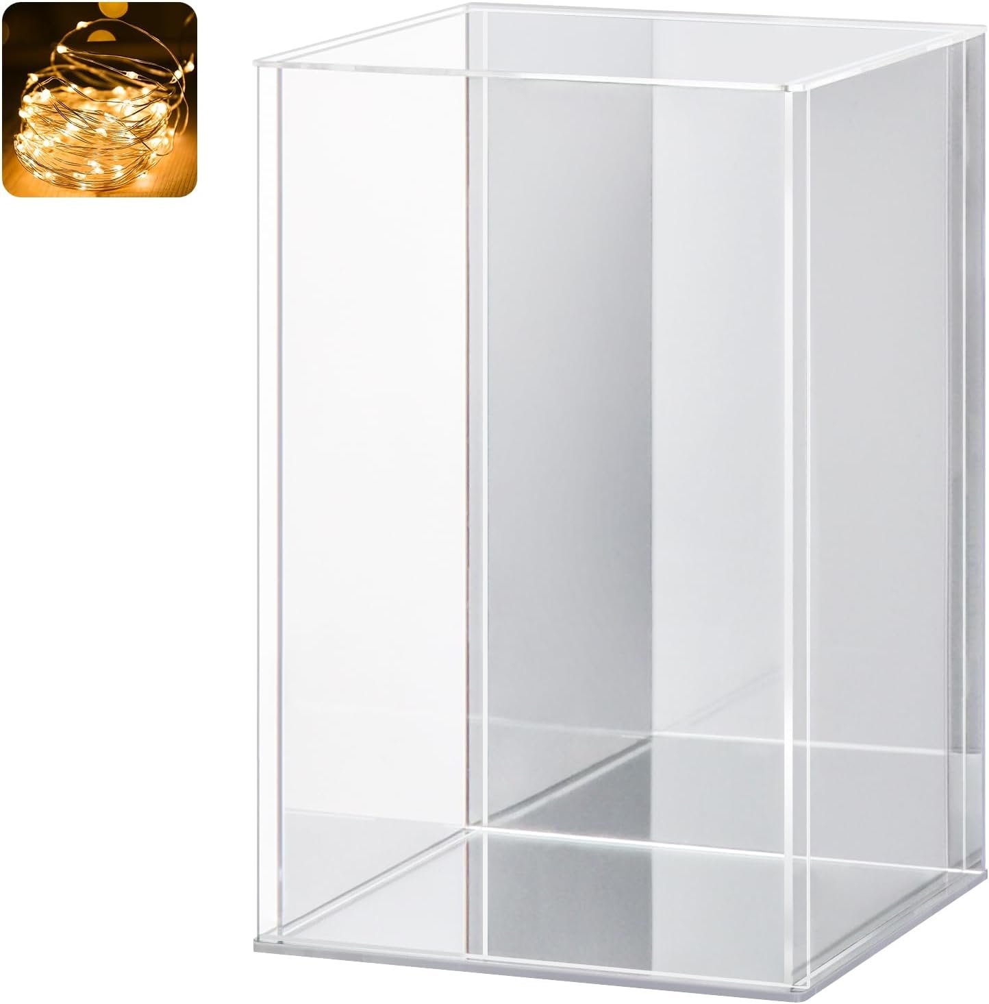 oem odm lasoa acrylic display case for collectibles – clear display box with mirrored back and base, self-assembly small showcase for figurines, models, and memorabilia, 4x4x6inch factory & wholesale supplier