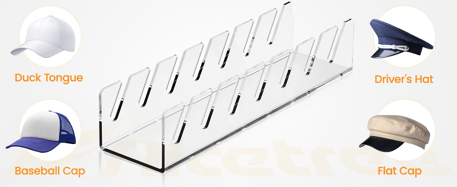 oem odm nicetree hat organizer for baseball caps, 2 pcs no install acrylic hat racks for 14 baseball caps storage, hat stand for baseball caps display and organizer for dresser, bedroom, closet, office factory & wholesale supplier