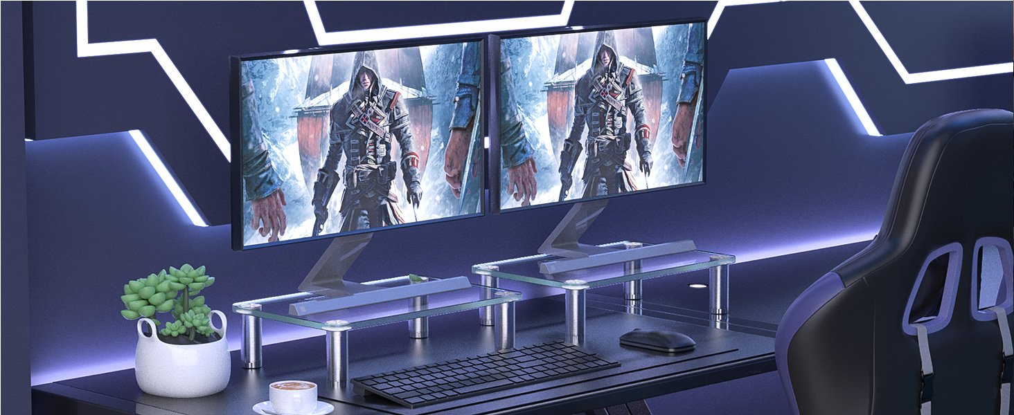 oem odm 2 pack computer monitor riser with height adjustable multi media desktop stand for flat screen lcd led tv, laptop/notebook/xbox one factory & wholesale supplier