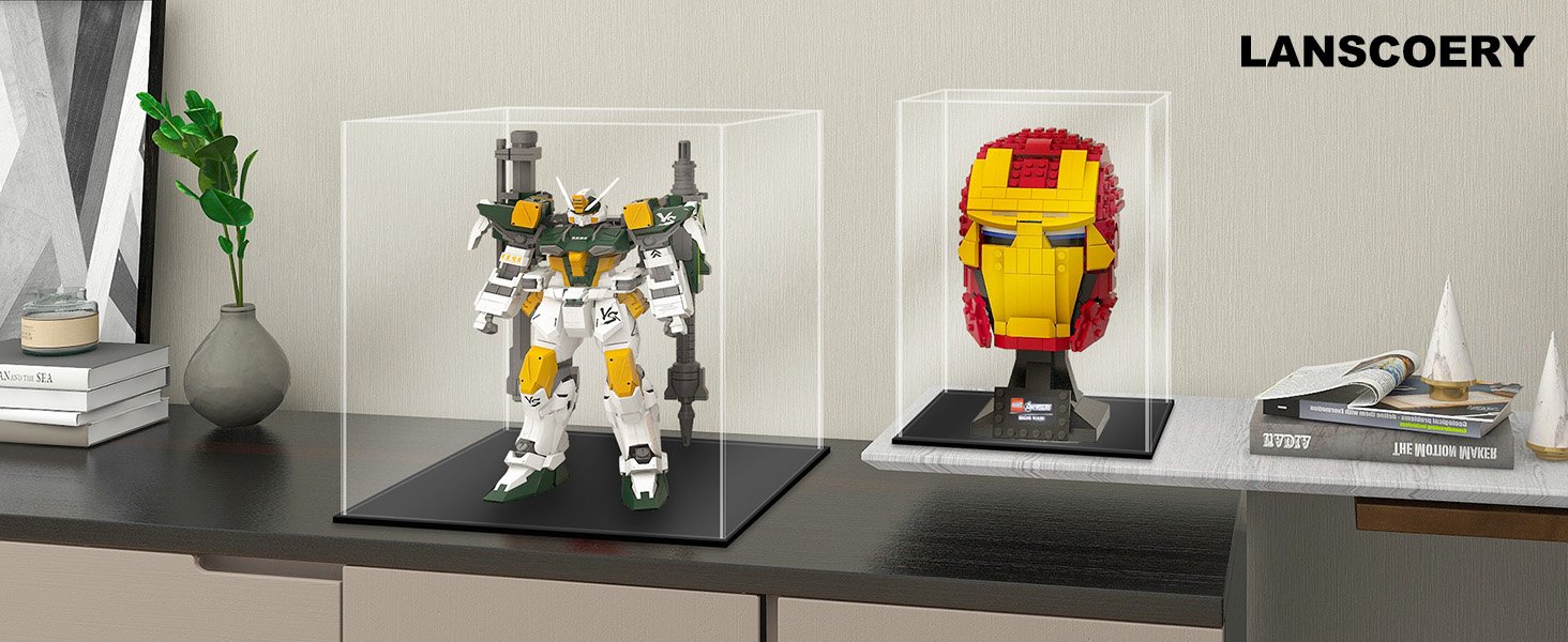 oem odm lanscoery acrylic display case, assemble small showcase display box for collectibles, with dustproof & seamless display design, suitable for baseball 4x4x4inch black base factory & wholesale supplier