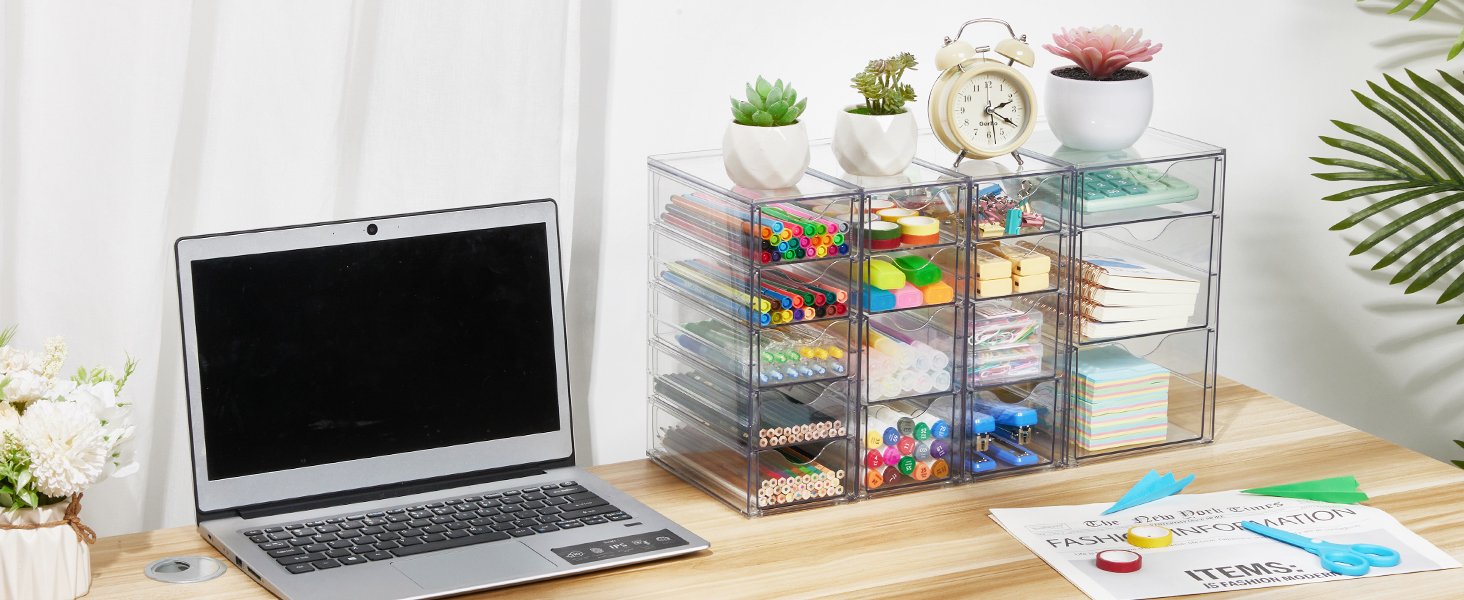 oem odm vtopmart acrylic organizer with 16 drawers (4 set),clear storage drawers for office supplies,desk organization and storage for makeup,jewelry,art crafts factory & wholesale supplier
