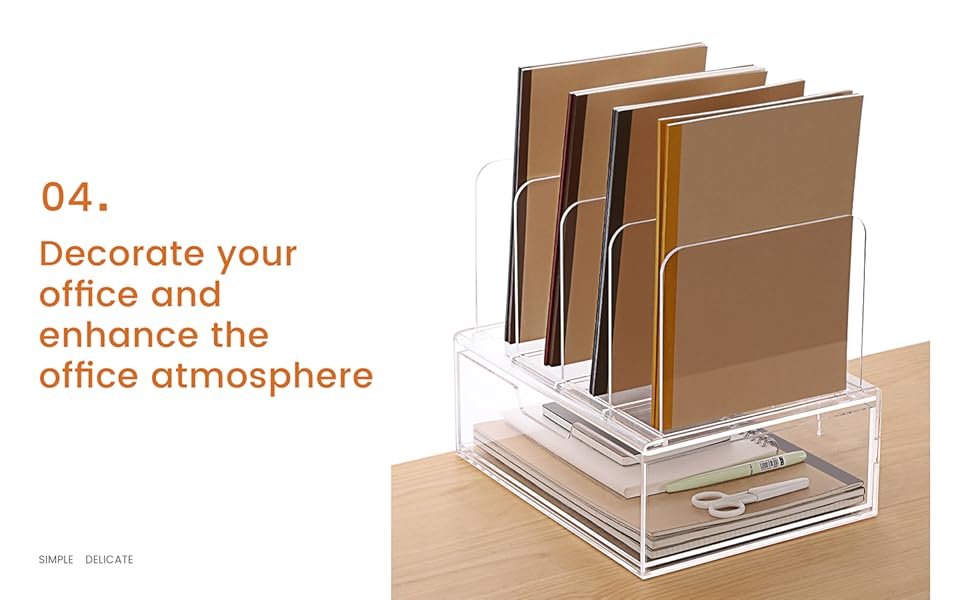 oem odm desk organizers and accessories, acrylic desk organizer with drawer, office supplies organization storage, clear acrylic file organizer for desk - 1 pack factory & wholesale supplier