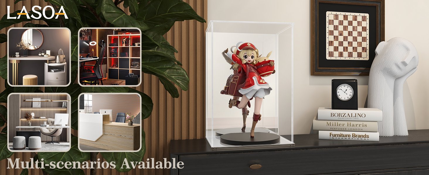 oem odm lasoa acrylic display case for collectibles – clear display box with mirrored back and base, self-assembly small showcase for figurines, models, and memorabilia, 4x4x6inch factory & wholesale supplier