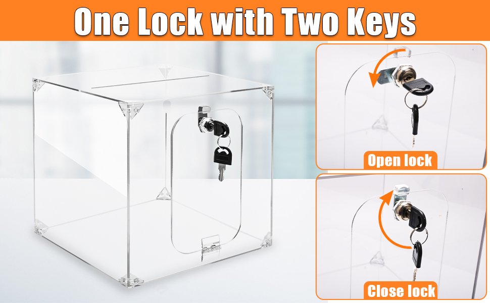 oem odm boyistar large acrylic donation box with lock and 100p card, 9.8