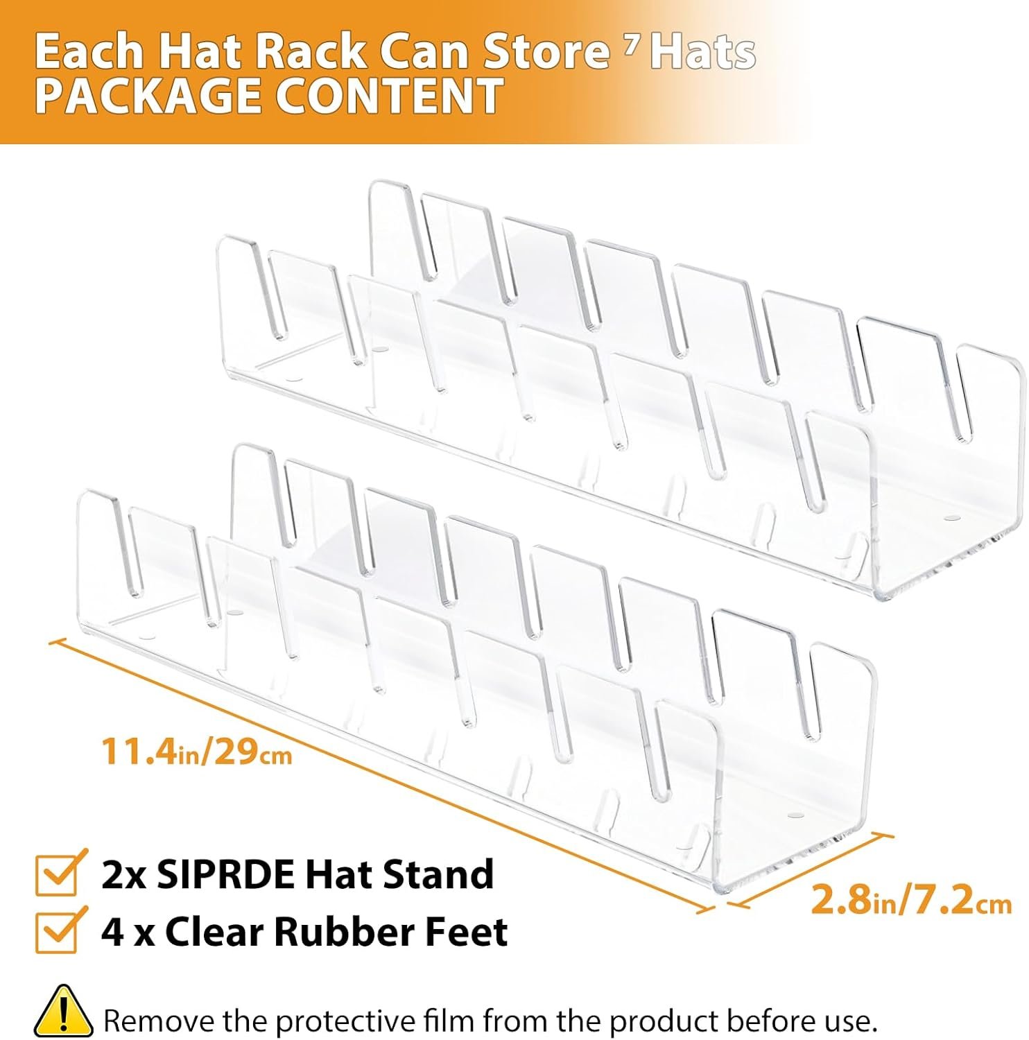 oem odm 2pcs hat stand for baseball caps, no install acrylic hat organizer for 14 baseball caps, hat racks for baseball caps display hat holder for bedroom factory & wholesale supplier