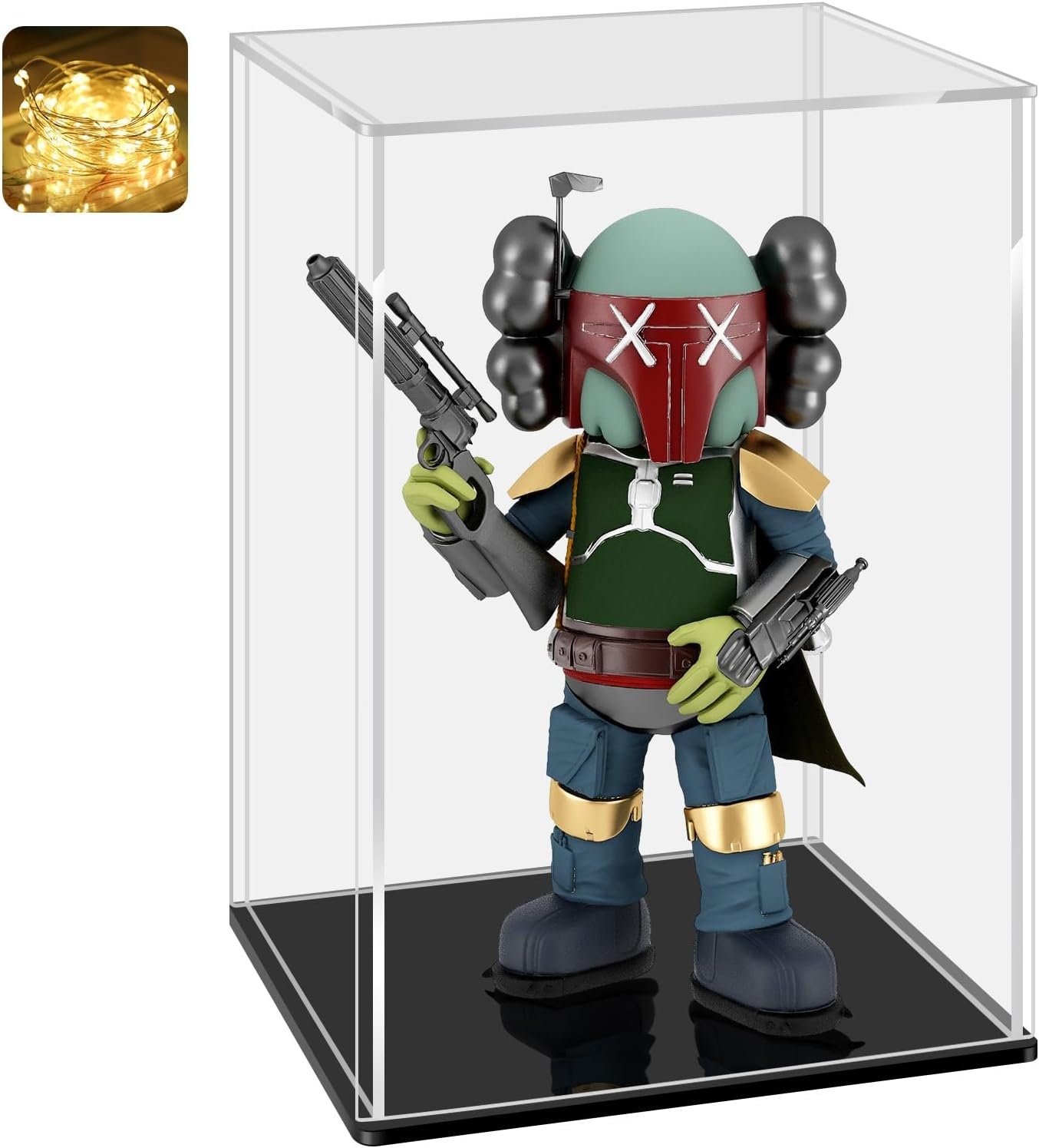 oem odm lanscoery acrylic display case, assemble showcase display box for collectibles, with dustproof & seamless display design, 6x6x8inch black base factory & wholesale supplier