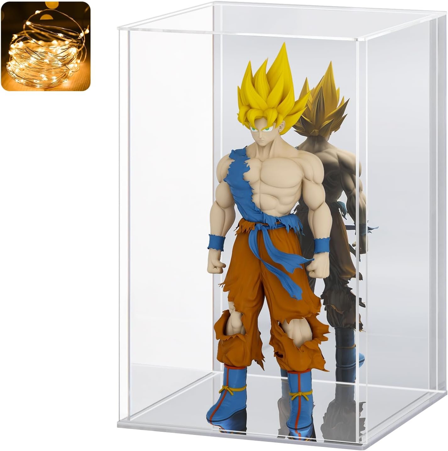 oem odm lasoa acrylic display case for collectibles – clear display box with mirrored back and base, self-assembly small showcase for figurines, models, and memorabilia, 4x4x6inch factory & wholesale supplier