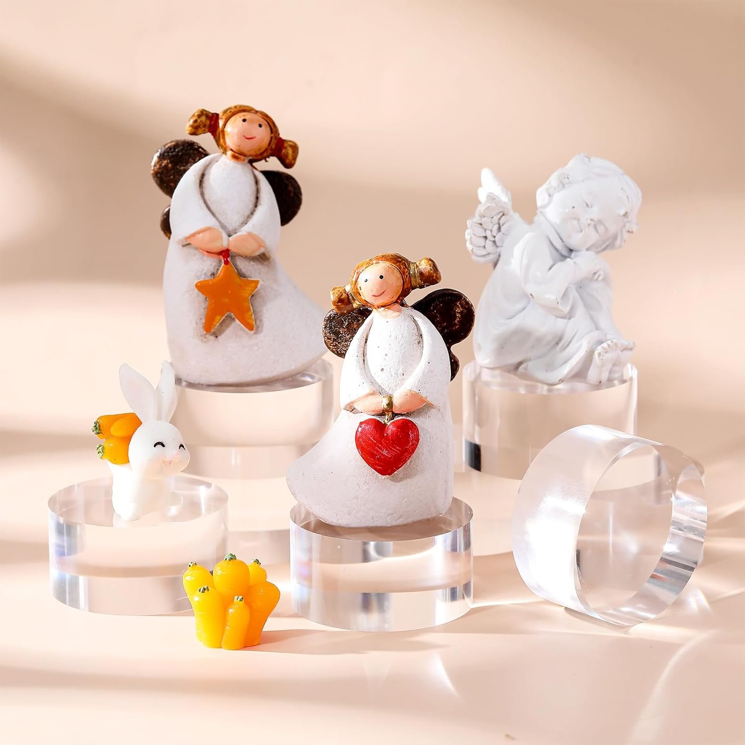 oem odm remerry 8 pcs acrylic round blocks for display clear polished blocks for display clear acrylic edge polished base display riser for table showing cosmetics collectibles figures (2 x 2 x 1 inches) factory & wholesale supplier