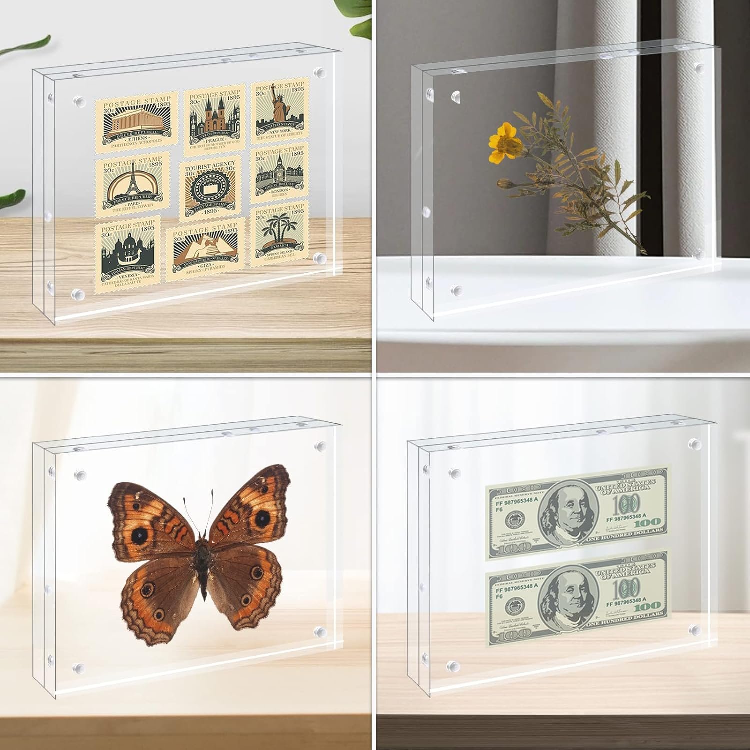 wholesale egofine 4x6 acrylic frames 6 pack, 20mm thicker frameless clear picture frames, double sided magnetic picture frames, free standing desktop display factory & supplier oem odm