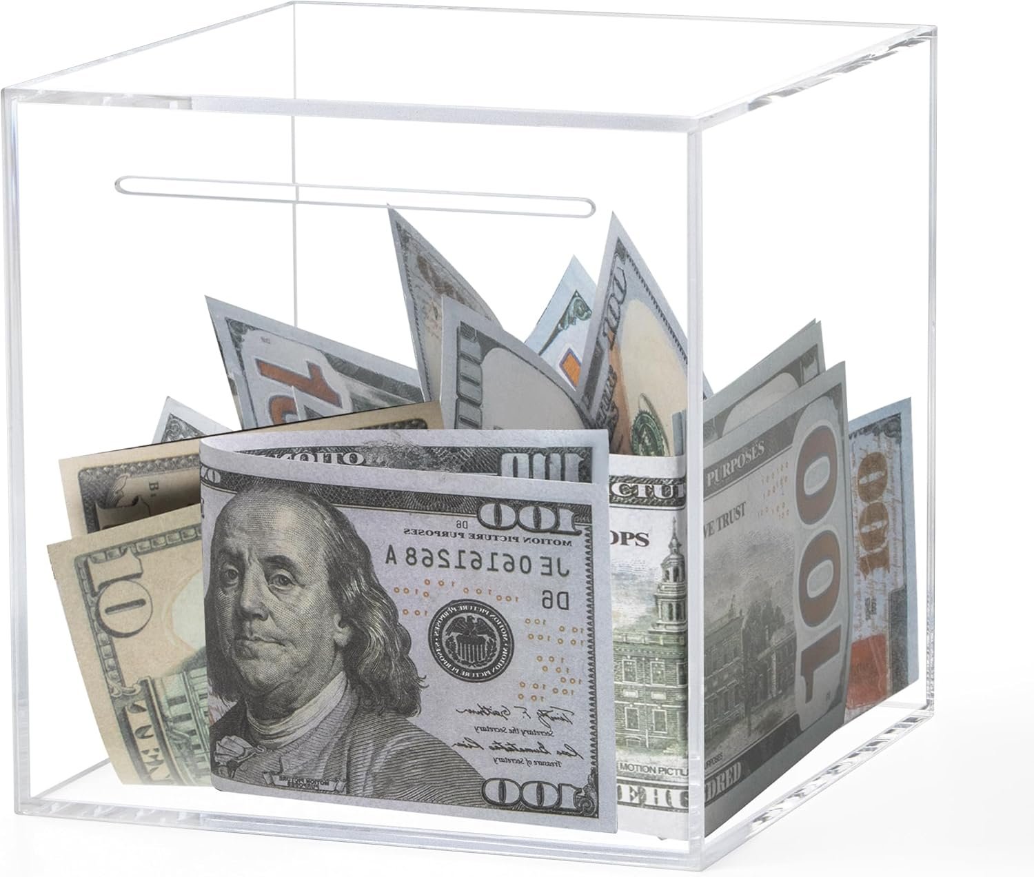 oem odm clear acrylic piggy bank for adults kids, clear money saving box must break to open, unopenable piggy bank for cash coins - 4.72