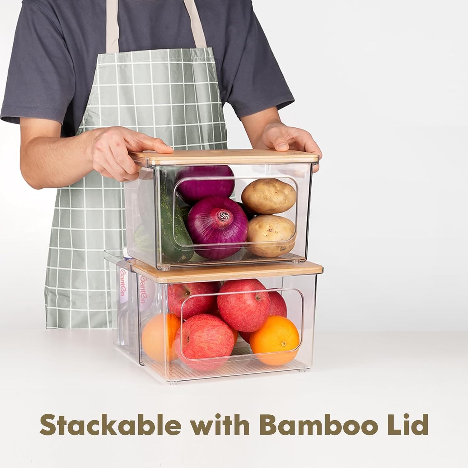 oem odm trash bag dispenser holder - 2 in 1 clear acrylic plastic garbage bags container with bamboo lid storage box for kitchen pantry laundry room organization, large trash bag organizer under sink factory & wholesale supplier