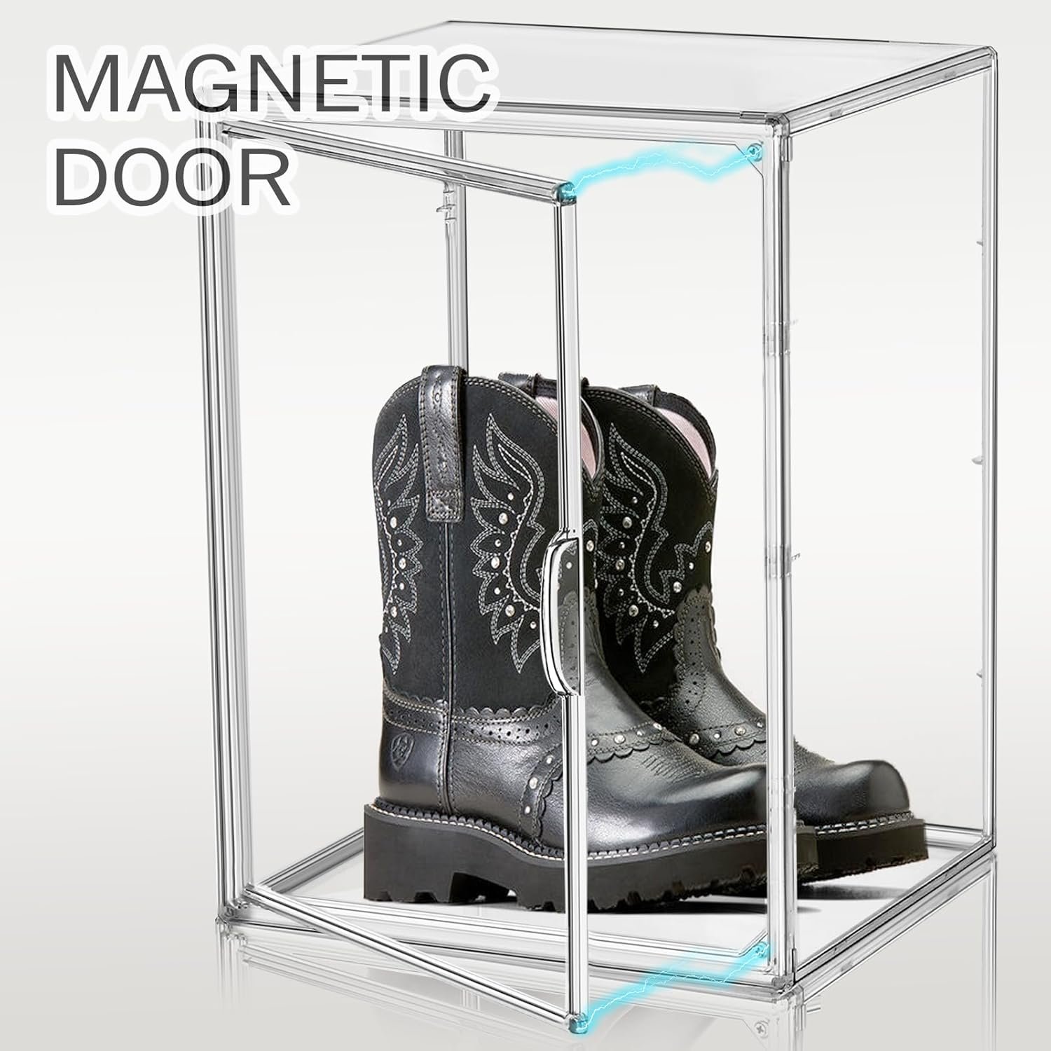 oem odm xx-large acrylic box, extra large boots shoe display case, clear sneaker storage stackable purse handbag organizer shoe boxes with magnetic door factory & wholesale supplier