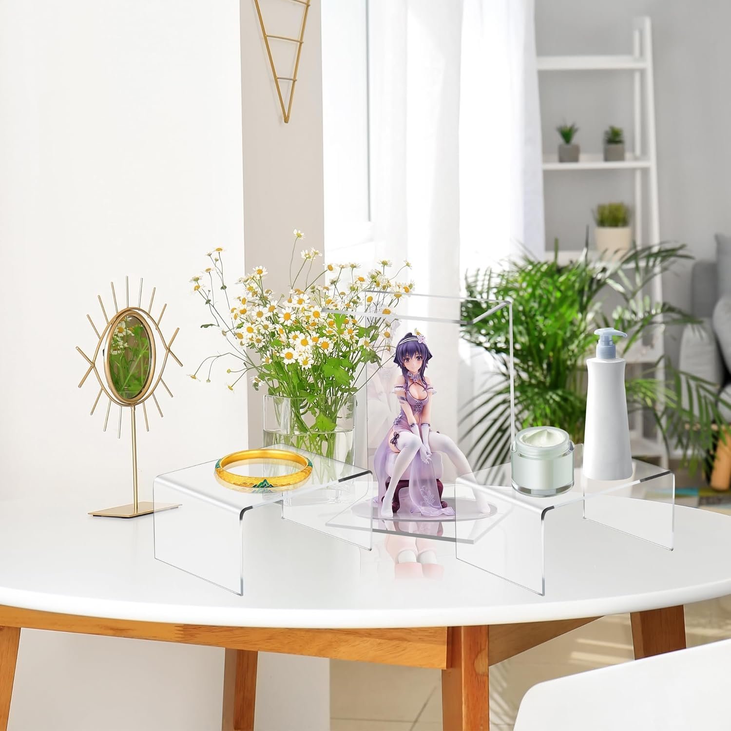 oem odm 12 packs clear acrylic display risers showcase for jewelry, risers display for funko pop figures,clear cake stands for candy dessert table decorations 4