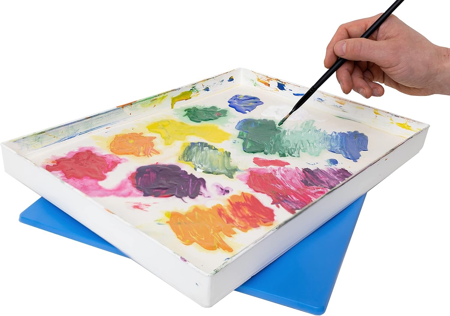 oem odm masterson artist palette seal, 12in x 16in airtight palette container, keeps wet paint fresh for weeks, oil or acrylic painting palette with lid, seal, blue lid box, made in usa factory & wholesale supplier