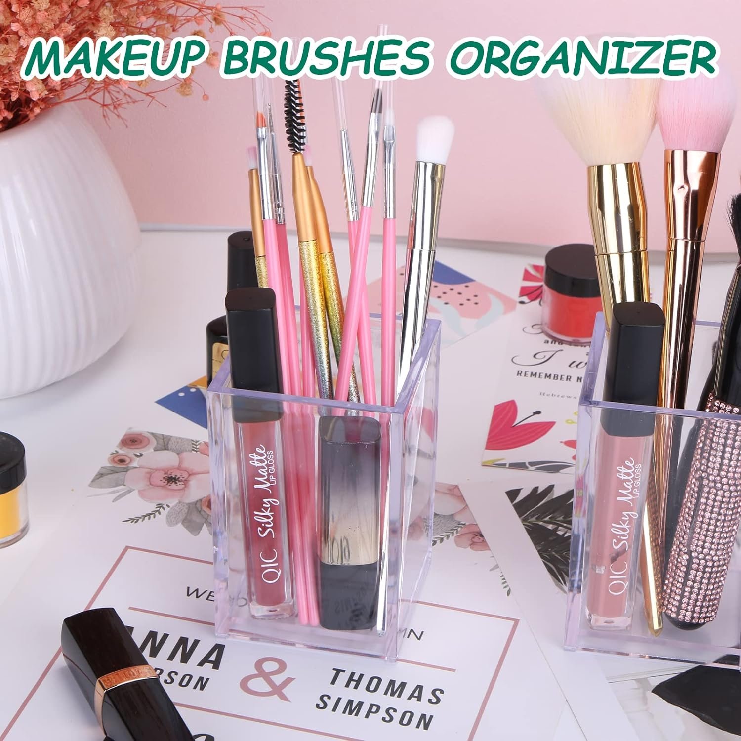 oem odm 10 pack clear acrylic pen holder makeup brush holder desktop pencil organizer acrylic pencil cup stationery organizer accessory for school makeup desk office pen organizer factory & wholesale supplier
