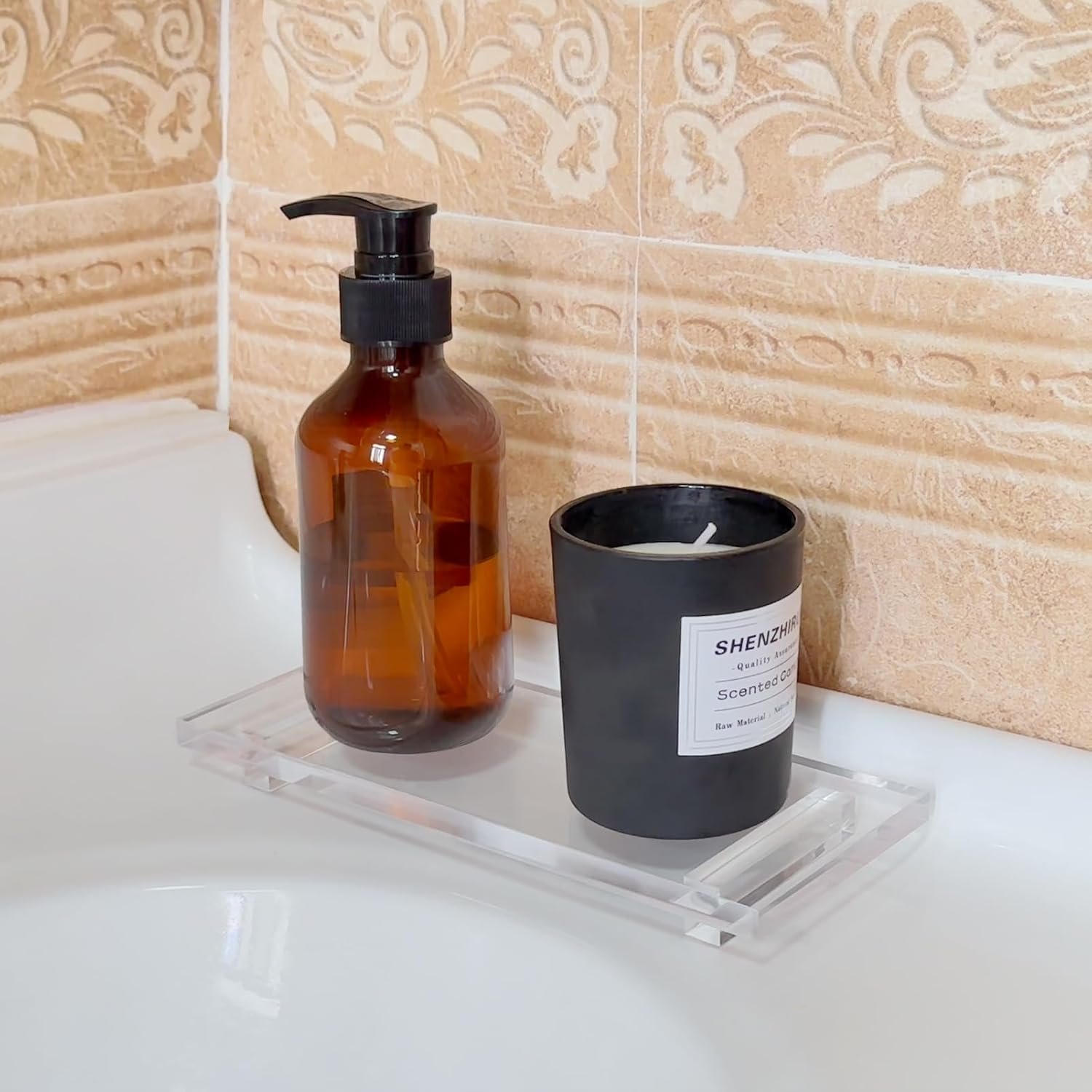 oem odm pedestal soap dish, acrylic soap tray for kitchen, soap bottle riser stand for kitchen sink, bathroom, clear factory & wholesale supplier