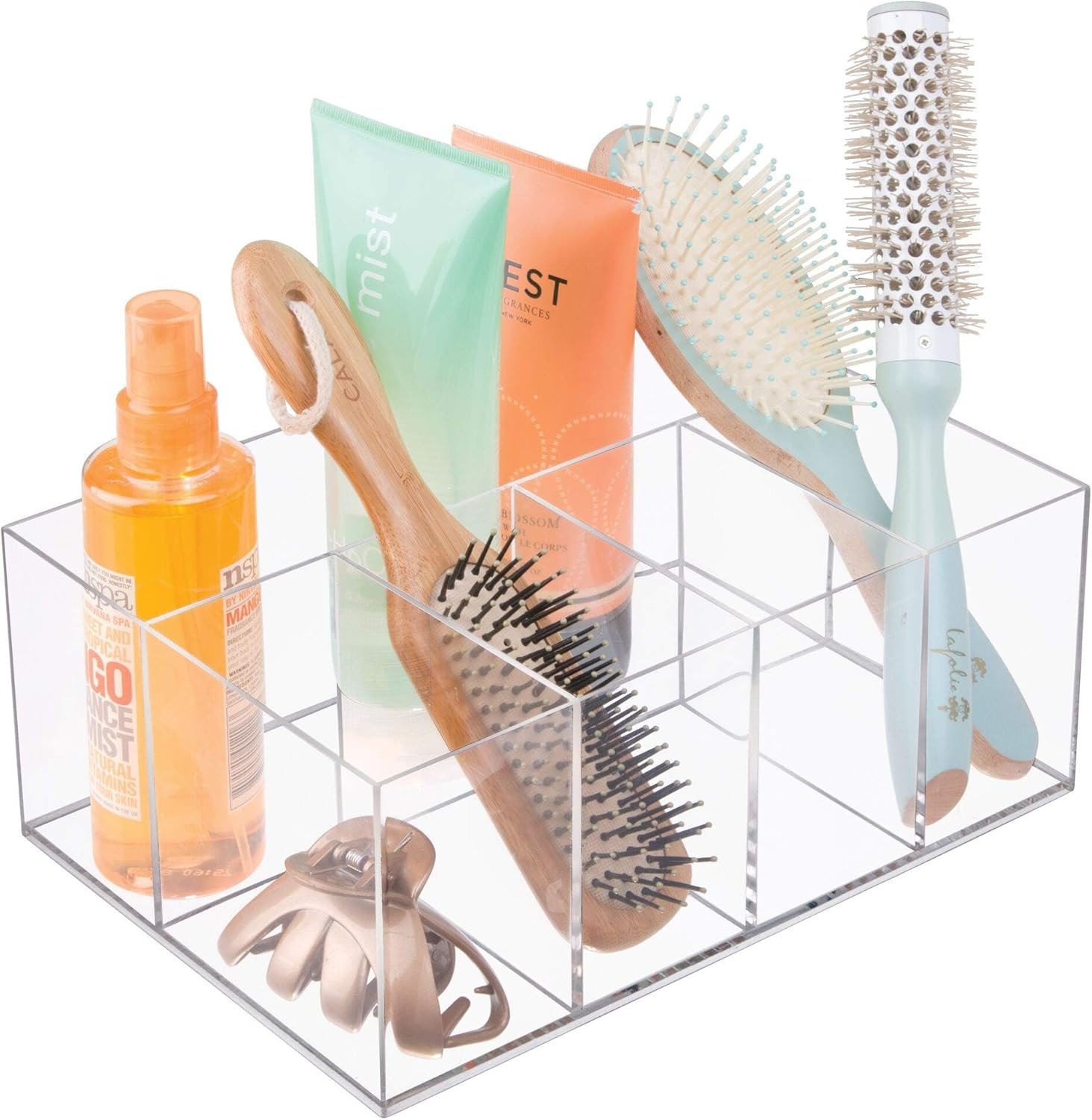 oem odm idesign 5 compartment plastic bathroom storage organizer, the clarity collection – 9.88” x 6.88” x 4”, clear factory & wholesale supplier