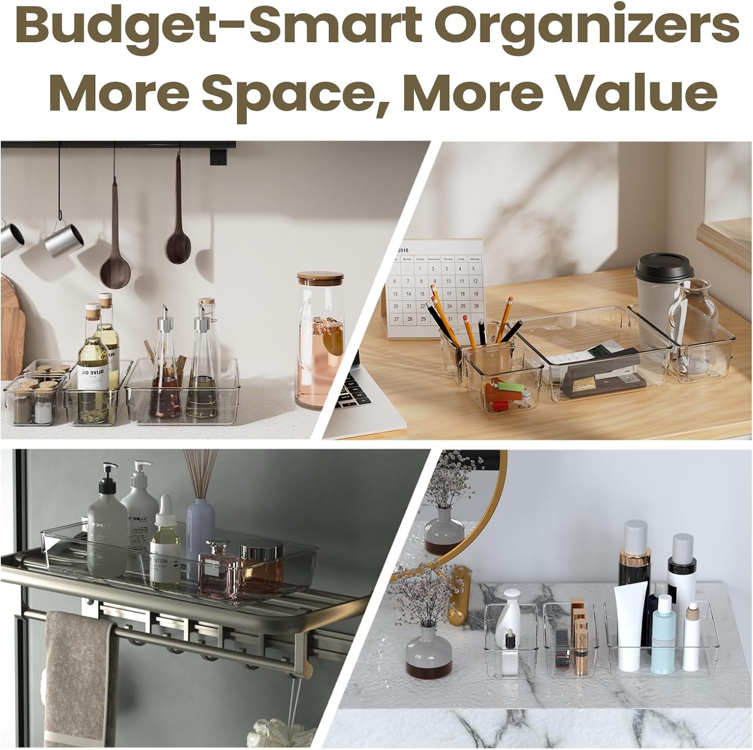 oem odm 21 pcs clear drawer organizer storage bins, 21 piece set, organizers and storage bins for makeup, jewelry, gadgets for kitchen, bedroom, bathroom, office (21) factory & wholesale supplier