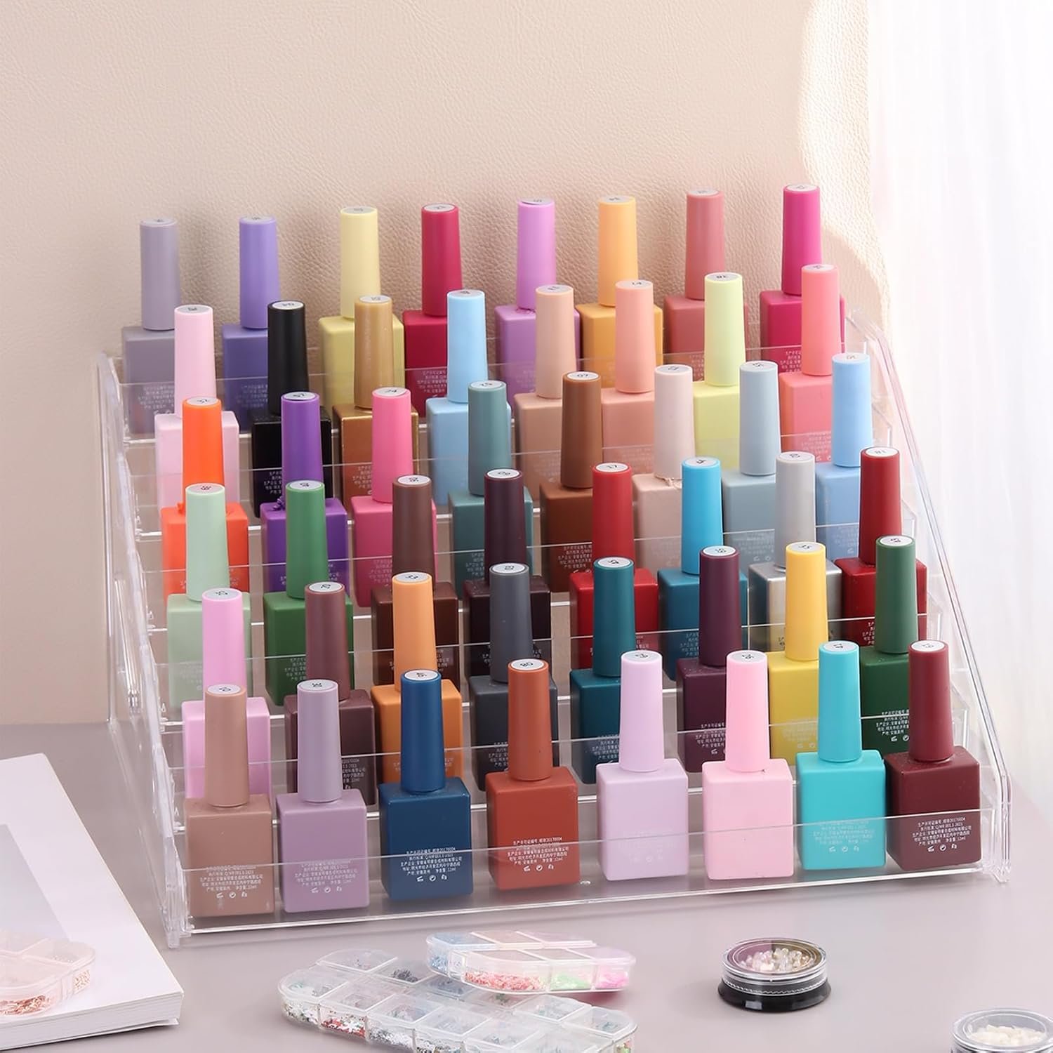 oem odm nail polish organizer clear acrylic eyeglasses display holder essential oil storage rack makeup stand tray - 6 layer factory & wholesale supplier