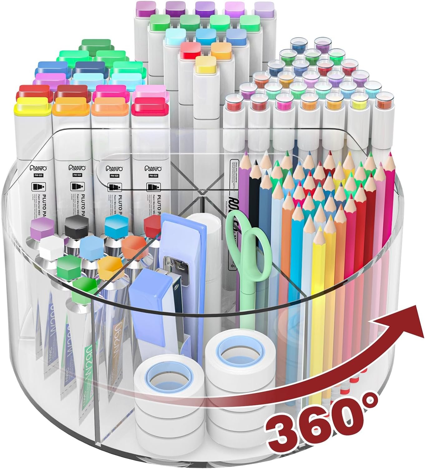 oem odm absonic acrylic pen holder pencil organizer, 360-degree rotating pencil holder, crayon organizers for kids marker organizer caddy art supply kids desk organizers for office home school factory & wholesale supplier