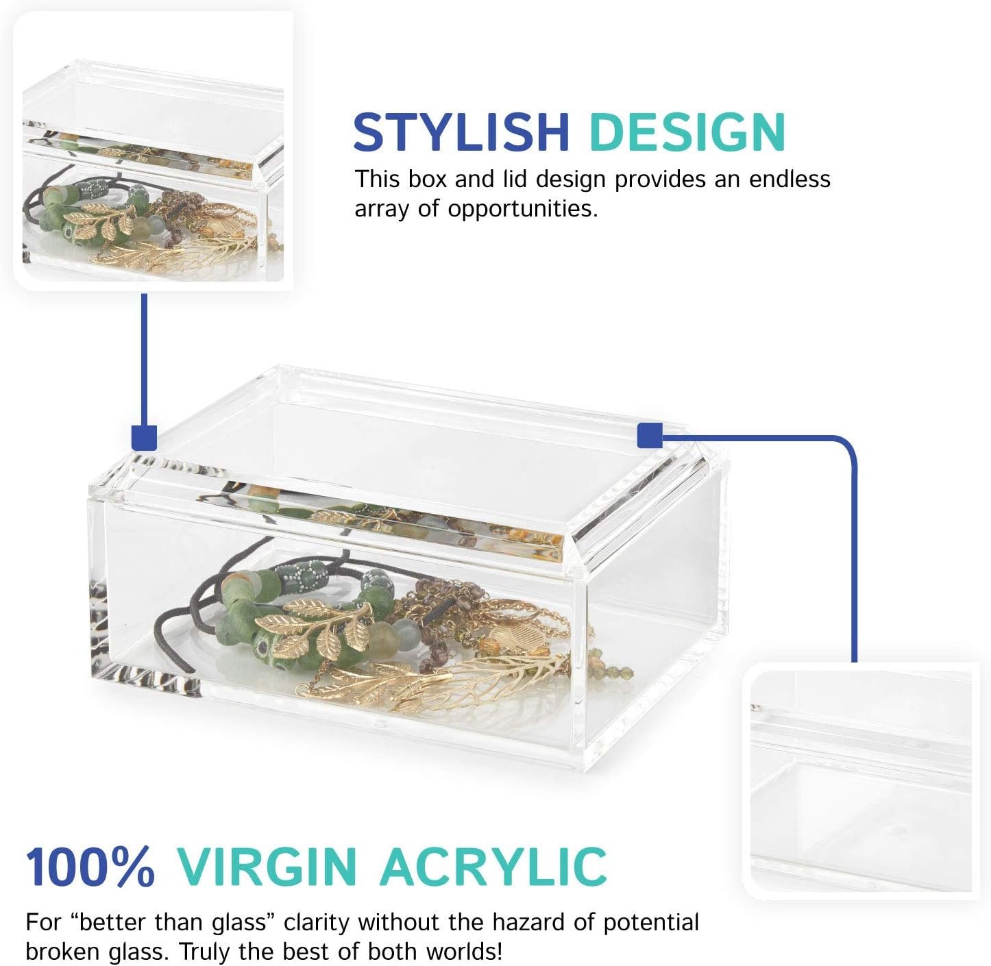 oem odm huang acrylic rectangular jewelry box with lid (4x6) factory & wholesale supplier