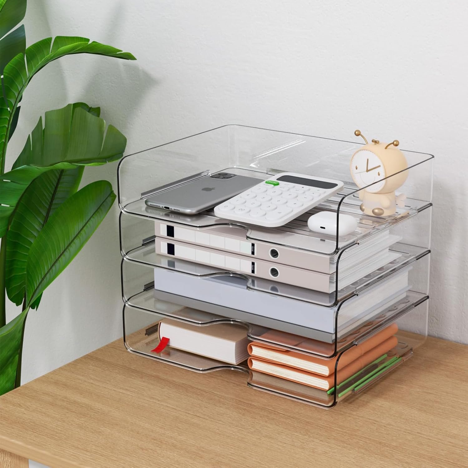 oem odm paper organizer letter tray, 4 pack acrylic stackable desk file organizer,clear office organizer for file paper, ipad, letter, a4 office file, books, notes, etc factory & wholesale supplier
