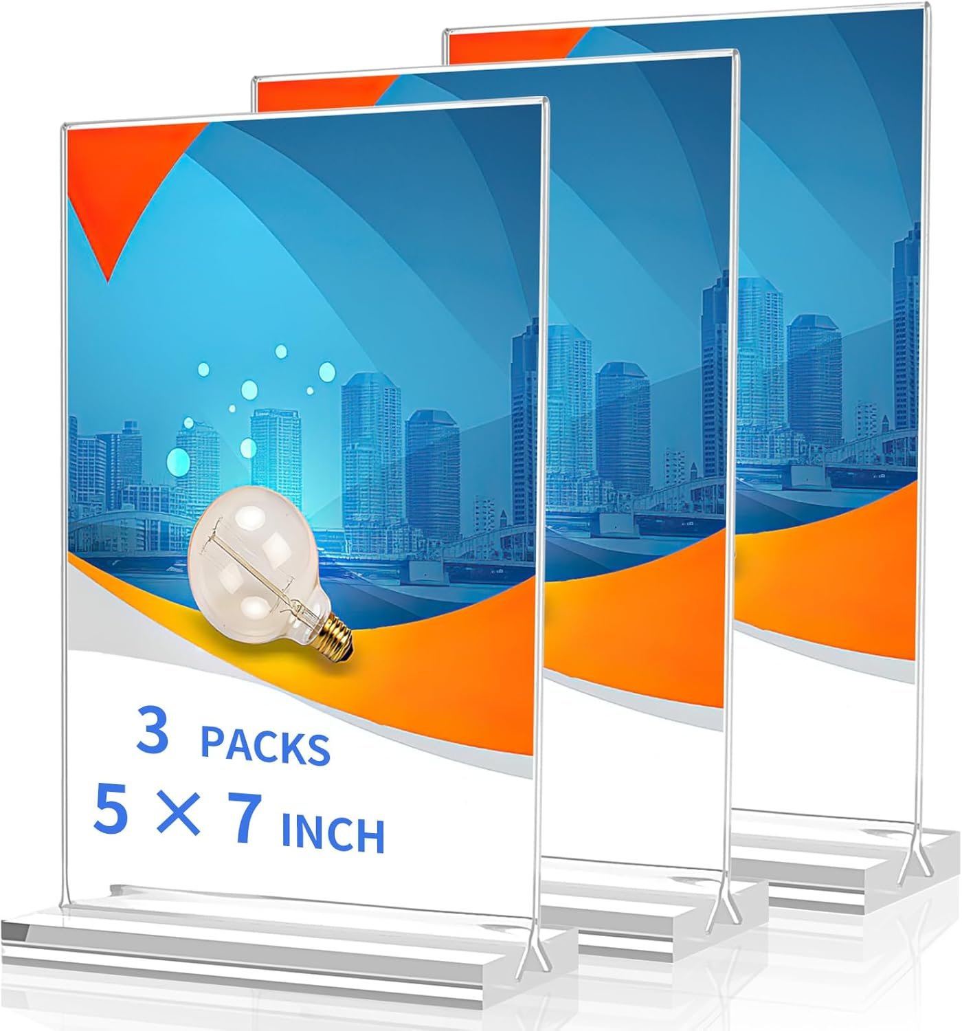 wholesale acrylic sign holder 5x7，3 pack vertical clear display stand，double-sided table top sign holder，acrylic paper display stand suitable for office, home, show fair, restaurants, stores, hotels factory & supplier oem odm