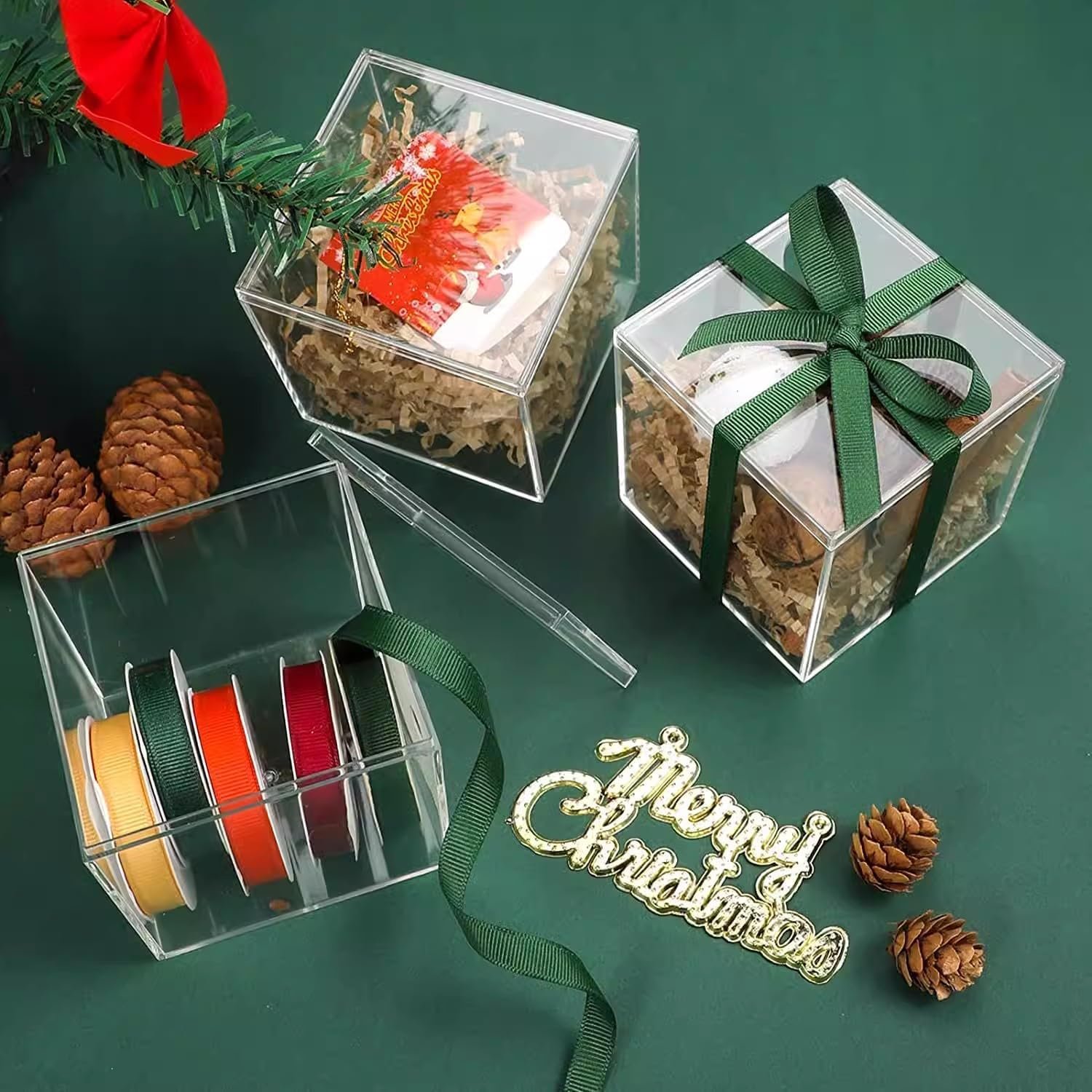 oem odm 8 pcs clear acrylic box with lid, 3.9x3.9x3.9 inch plastic square cube decorative storage boxes for candy pill and tiny jewelry factory & wholesale supplier