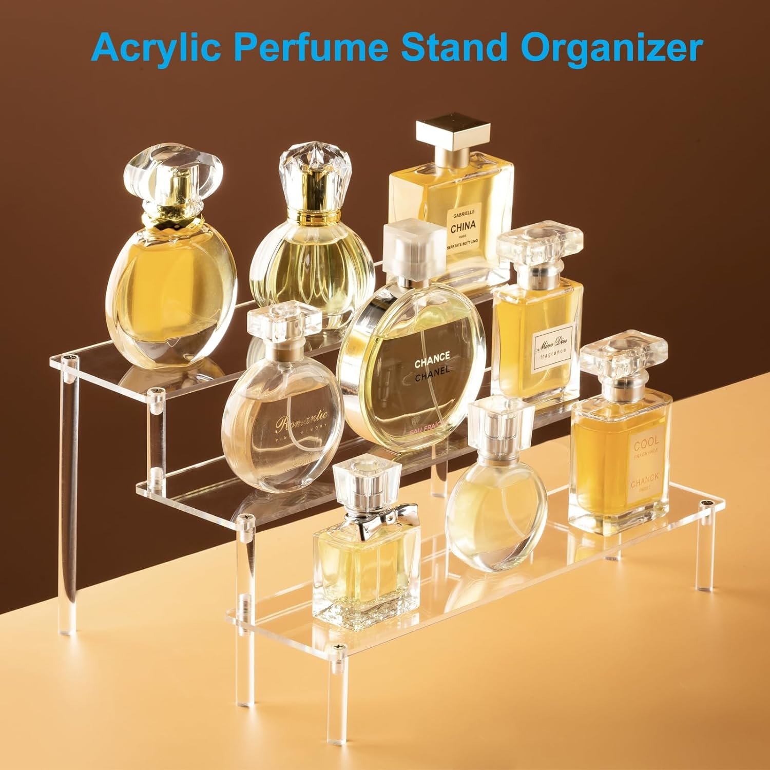 wholesale 2pcs large acrylic display risers, perfume stand organizer, clear acrylic shelf risers for display stands for food, tabletop use, amiibo funko pop figure, 3 tier clear cupcake stand risers factory & supplier oem odm