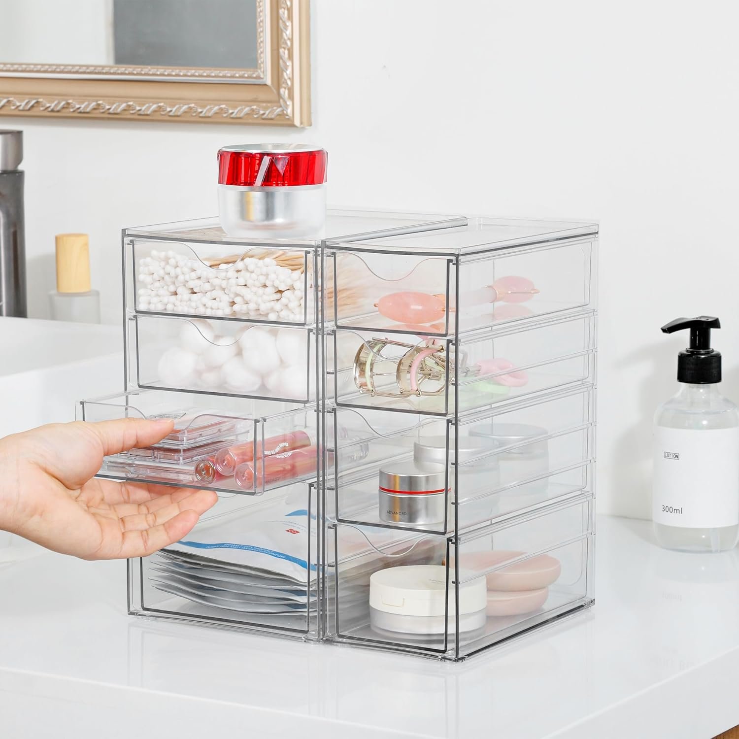 oem odm vtopmart acrylic organizer with 8 drawers, desk organizers and accessories, clear makeup organization, dustproof storage drawers for office art craft supplies factory & wholesale supplier